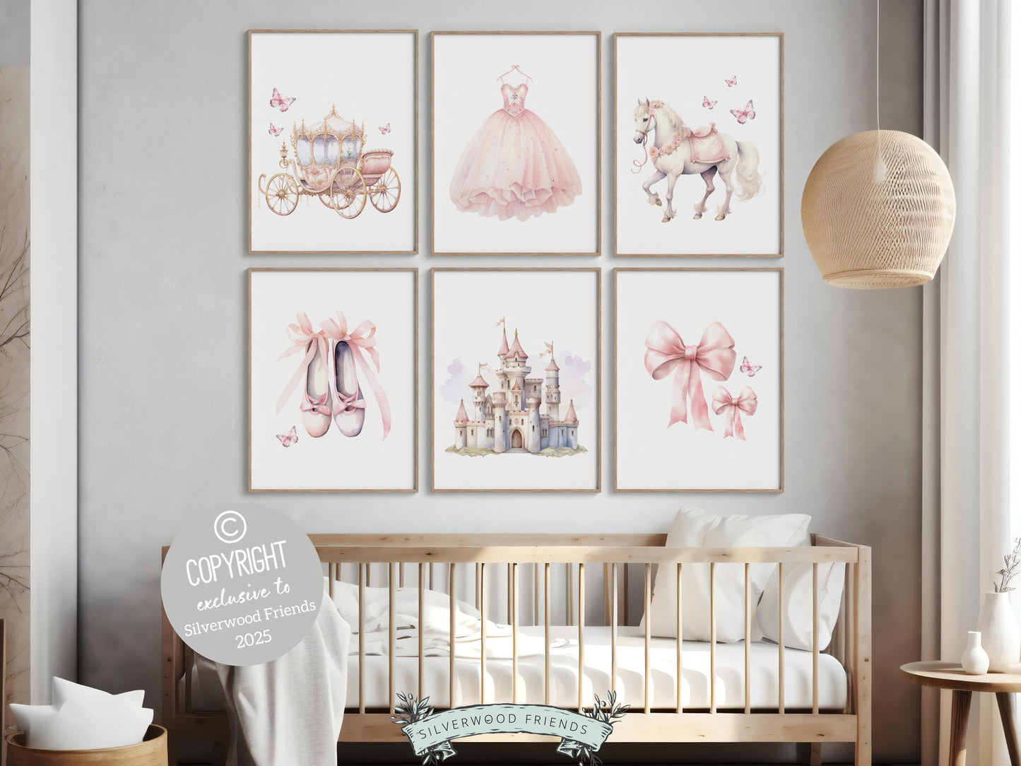 Baby Girls Princess Nursery Prints, Fairy Tale Nursery Decor, Fairytale Nursery Wall Art, Girls Princess Bedroom Wall Decor Digital Prints