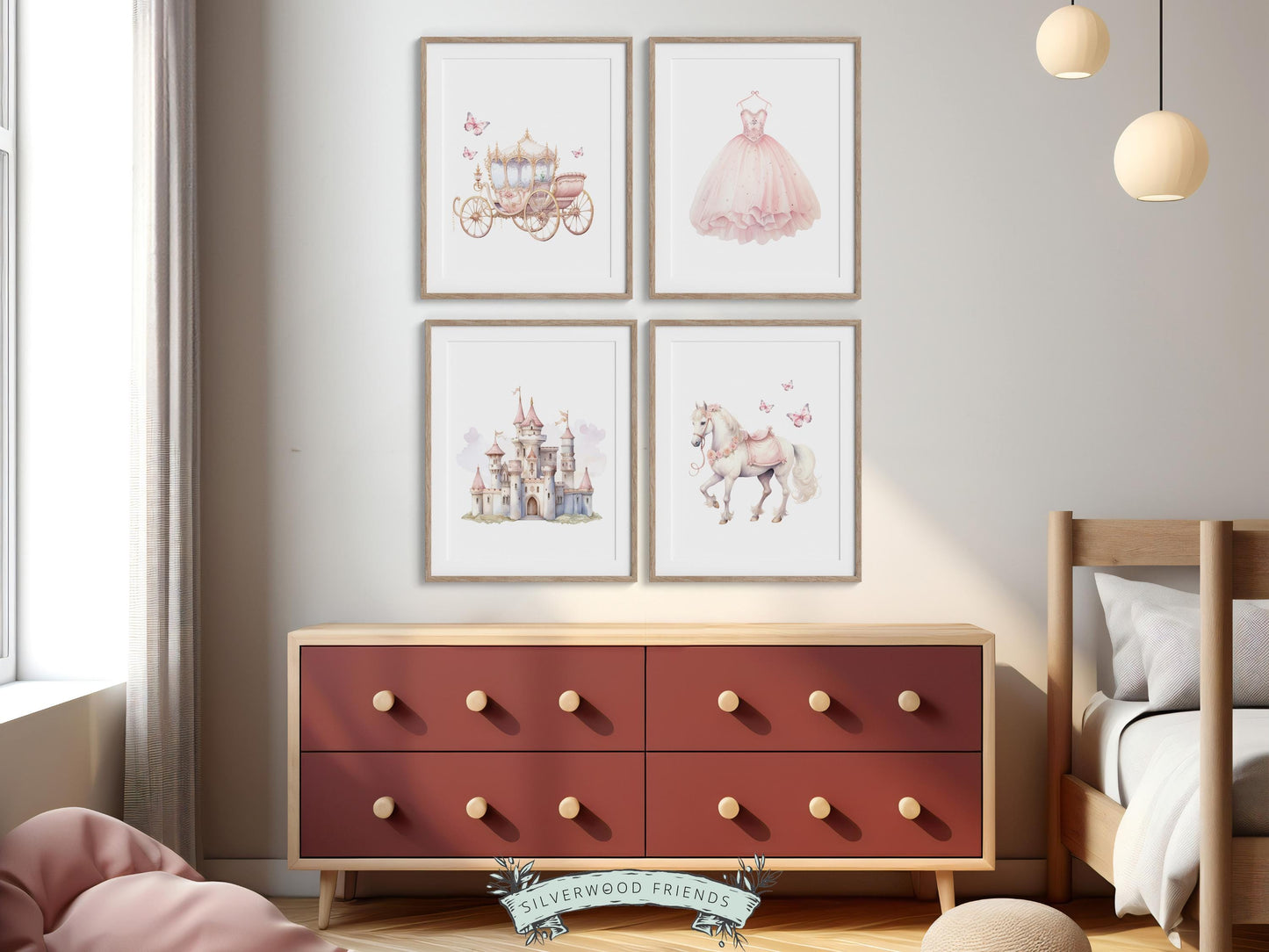 Baby Girls Princess Nursery Prints, Fairy Tale Nursery Decor, Fairytale Nursery Wall Art, Girls Princess Bedroom Wall Decor Digital Prints