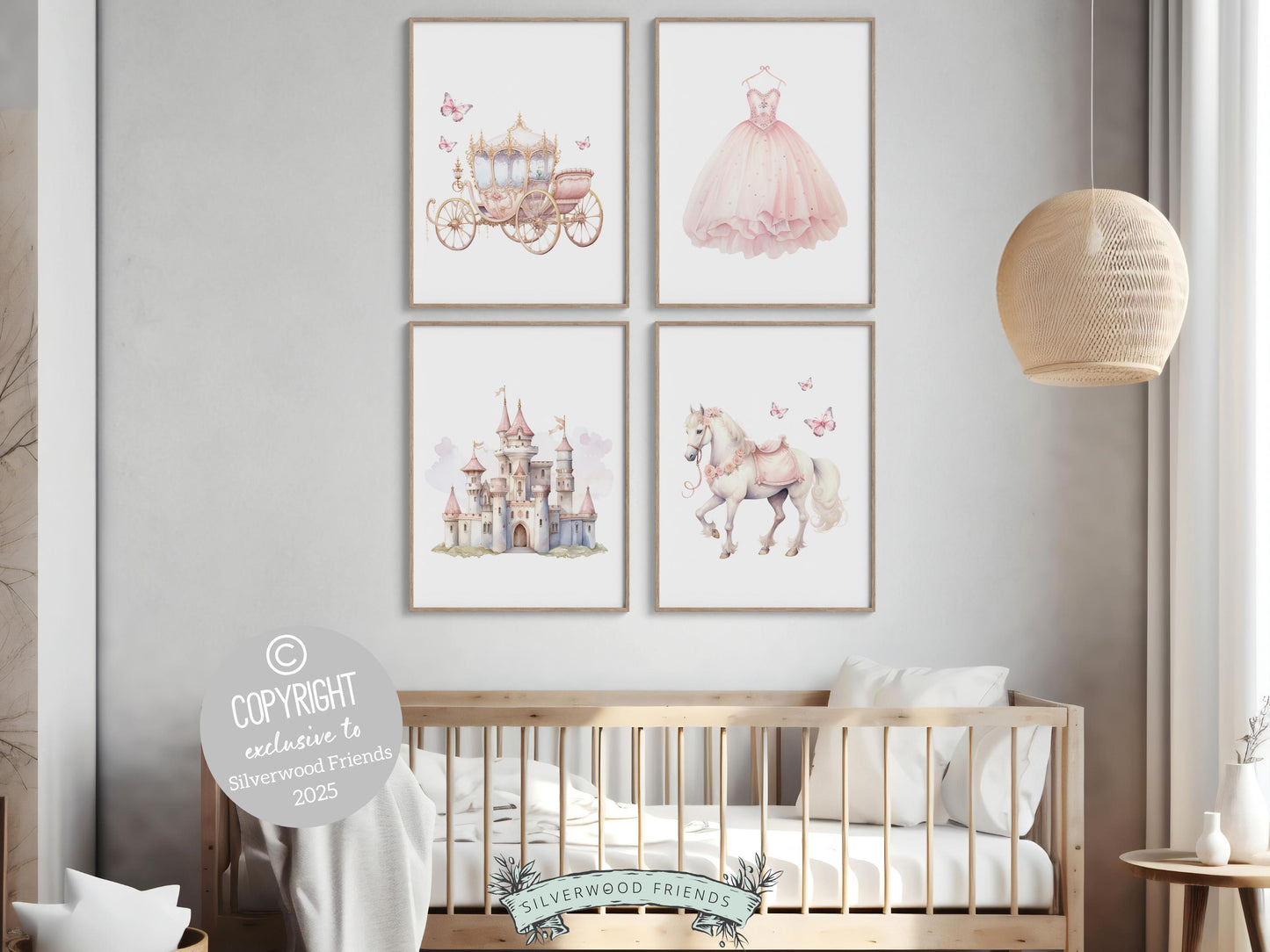 Baby Girls Princess Nursery Prints, Fairy Tale Nursery Decor, Fairytale Nursery Wall Art, Girls Princess Bedroom Wall Decor Digital Prints