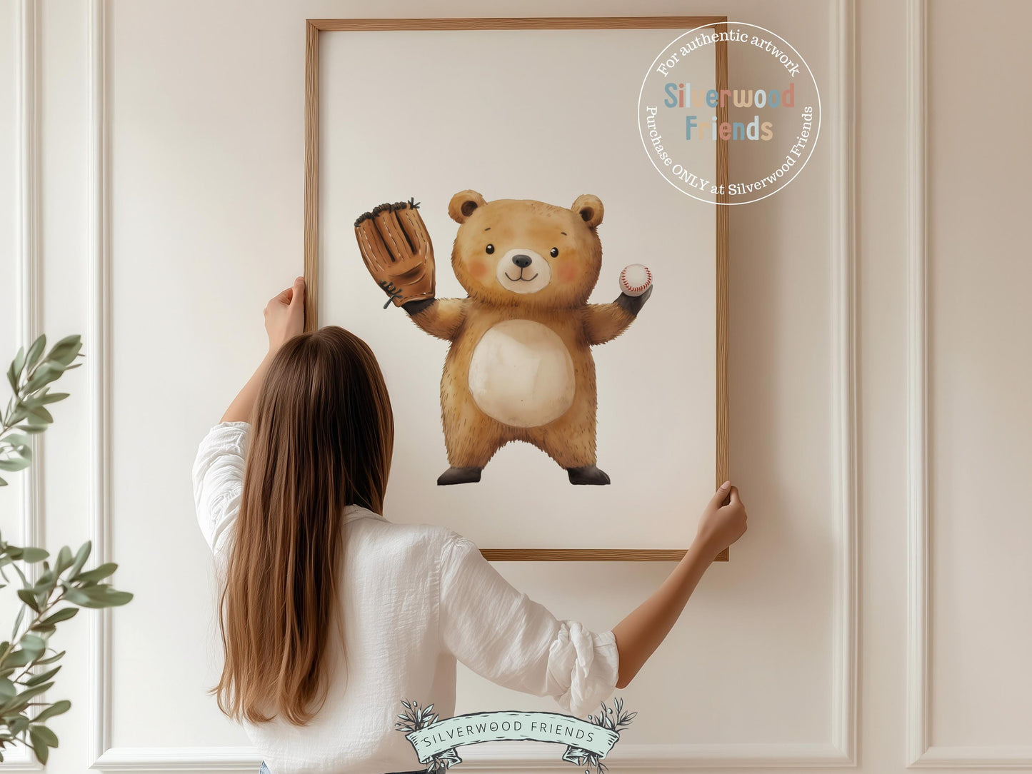 Baseball Nursery Prints, Woodland Bear Nursery Decor, Boys Room Sport Theme Decor, Baseball Printable Posters, Kids Baseball Digital Prints