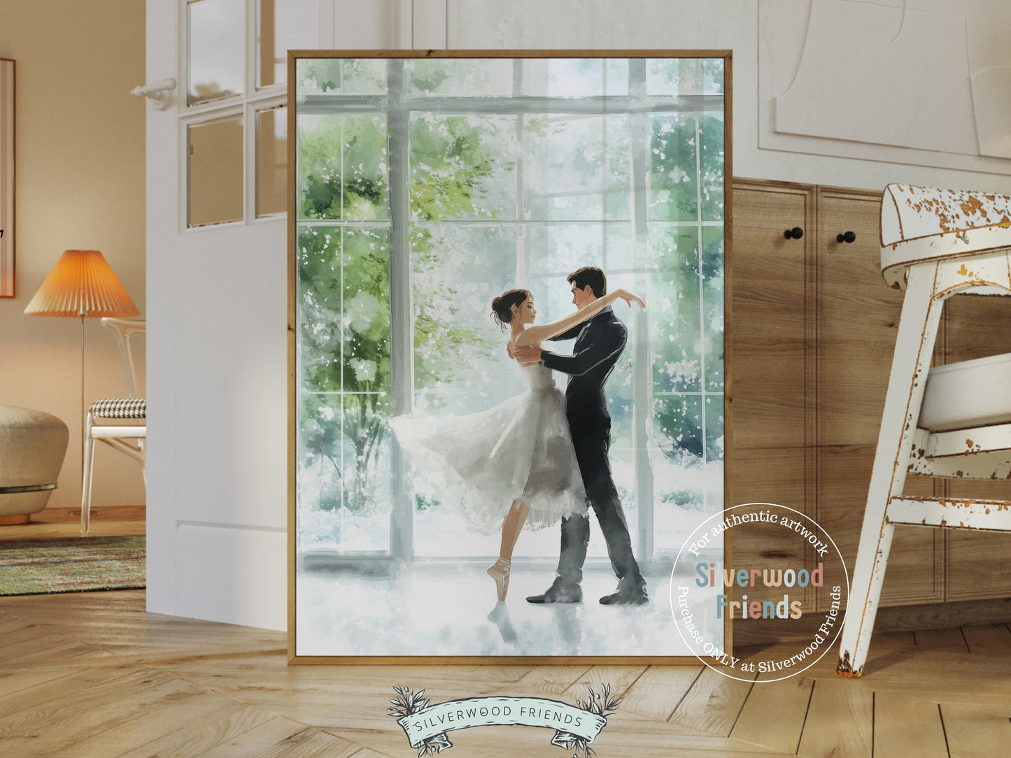 Romantic Ballet Christmas Print, Winter Wedding Printable Wall Art, Festive Christmas Nutcracker Vintage Holiday Hosting Decor Digital Print