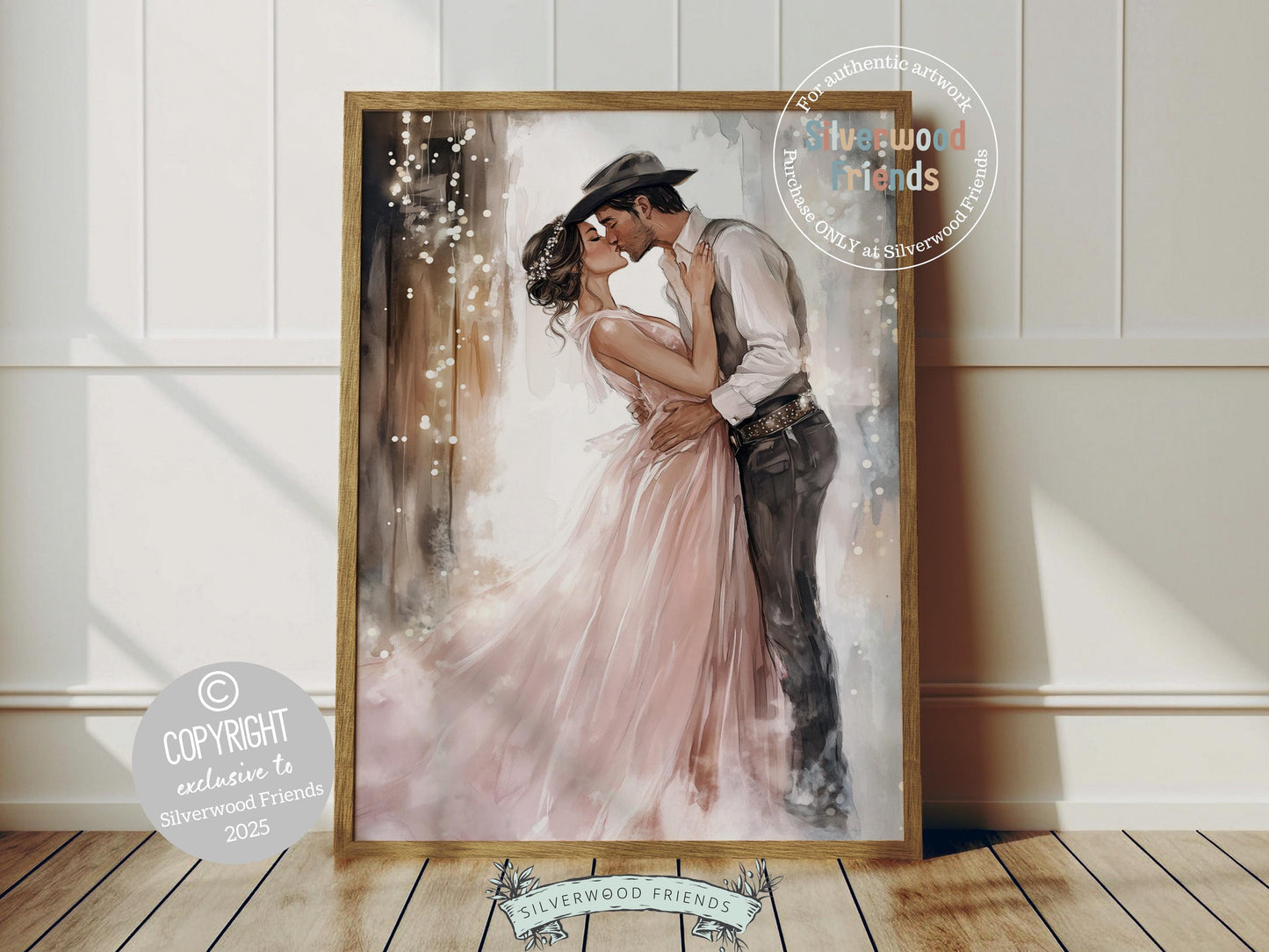 Embrace the magic of love with this enchanting couples print, beautifully capturing a heartfelt moment between a cowboy and his radiant bride. A perfect gift for Valentines Day, Christmas, or a meaningful housewarming present, this romantic artwork brings timeless elegance and rustic charm to any space all year round!