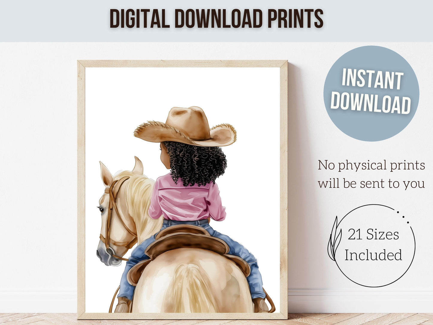 Cowgirl Nursery Print, African American Cowgirl Nursery Decor, Little Black Girl Horse Room Wall Decor, Western Nursery Decor Digital Print