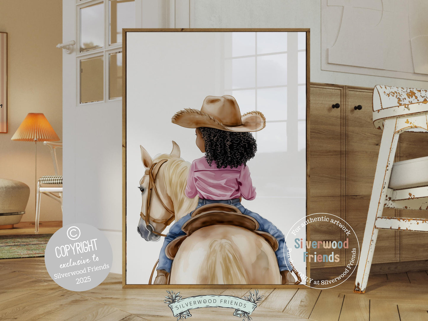 Cowgirl Nursery Print, African American Cowgirl Nursery Decor, Little Black Girl Horse Room Wall Decor, Western Nursery Decor Digital Print