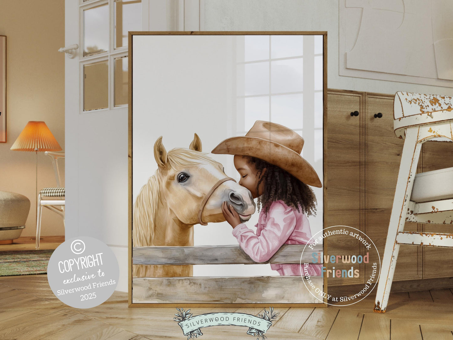 Cowgirl Nursery Print, African American Cowgirl Nursery Decor, Little Black Girl Horse Room Wall Decor, Western Nursery Decor Digital Print