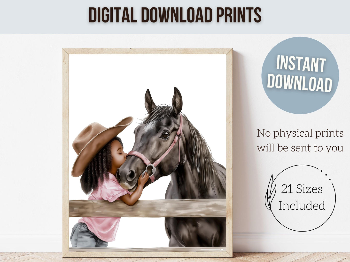 Cowgirl Nursery Print, African American Cowgirl Nursery Decor, Little Black Girl Horse Room Wall Decor, Western Nursery Decor Digital Print