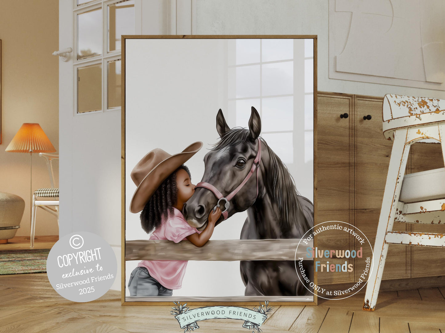 Cowgirl Nursery Print, African American Cowgirl Nursery Decor, Little Black Girl Horse Room Wall Decor, Western Nursery Decor Digital Print