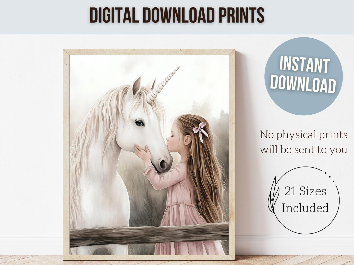 Baby Girl Unicorn Nursery Print, Unicorn Ballerina Nursery Decor, Wildflower Nursery Wall Art, Floral Ballet Fantasy Nursery Digital Print