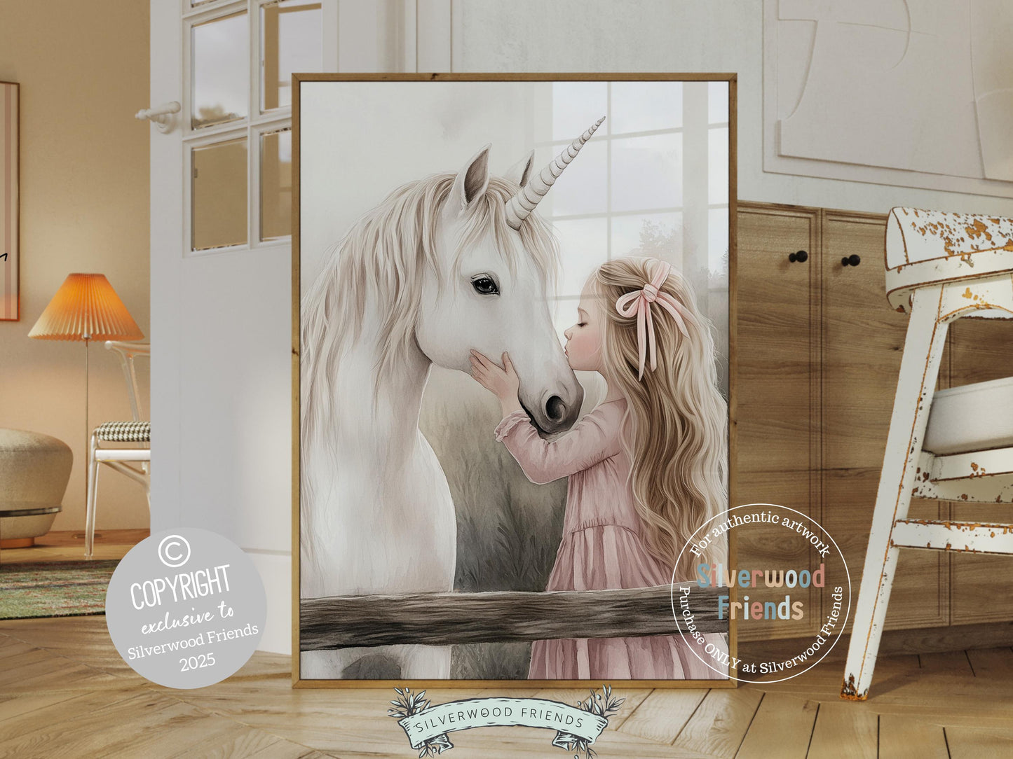 Baby Girl Unicorn Nursery Print, Unicorn Ballerina Nursery Decor, Fairytale Nursery Wall Art, Little Girl's Fantasy Nursery Digital Print