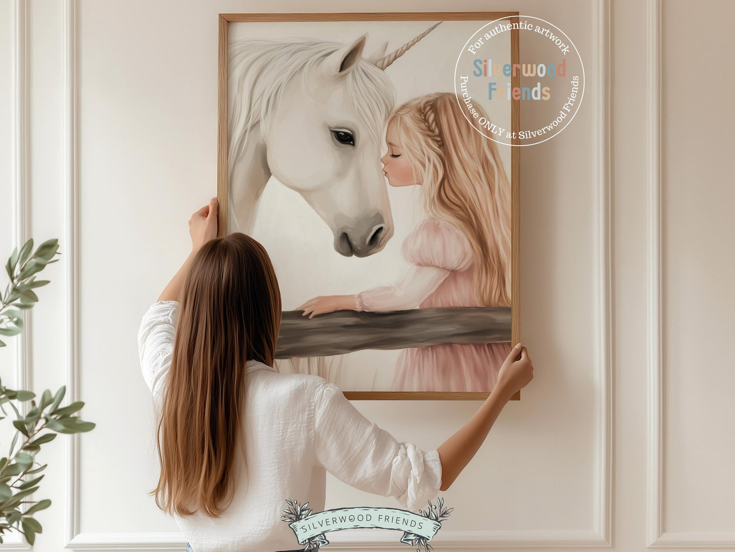 Unicorn Nursery Print, White Unicorn Horse Nursery Decor, Baby Girl Fairytale Nursery Wall Art, Little Girl's Fantasy Nursery Digital Print