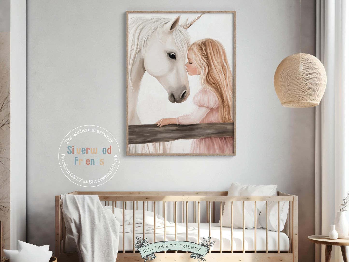 Unicorn Nursery Print, White Unicorn Horse Nursery Decor, Baby Girl Fairytale Nursery Wall Art, Little Girl's Fantasy Nursery Digital Print