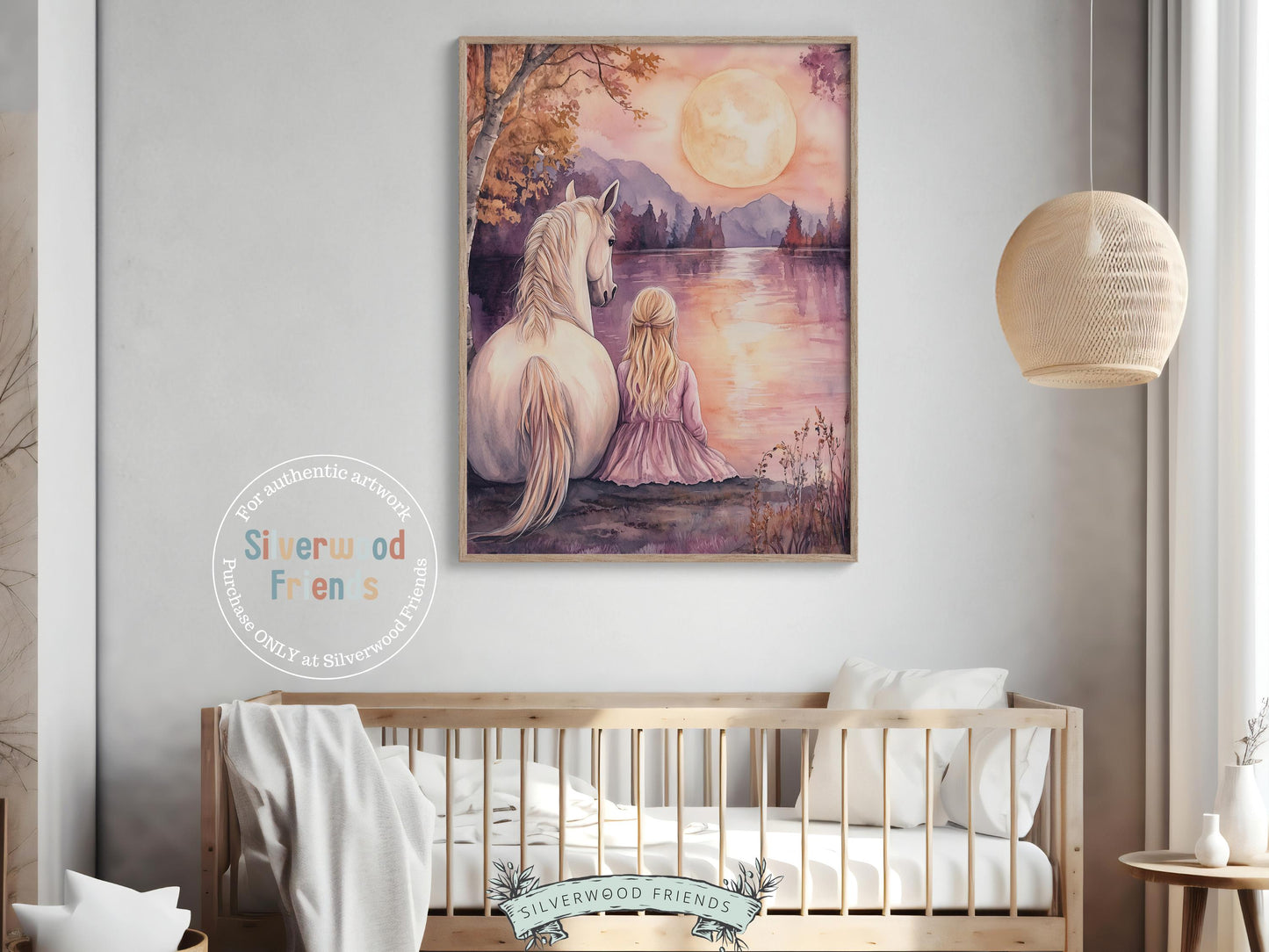White Horse Print, Little Girl Horse Nursery Decor, Pastel Pink Horse Nursery Wall Art, Girl Horse Fairytale Princess Picture Digital Print
