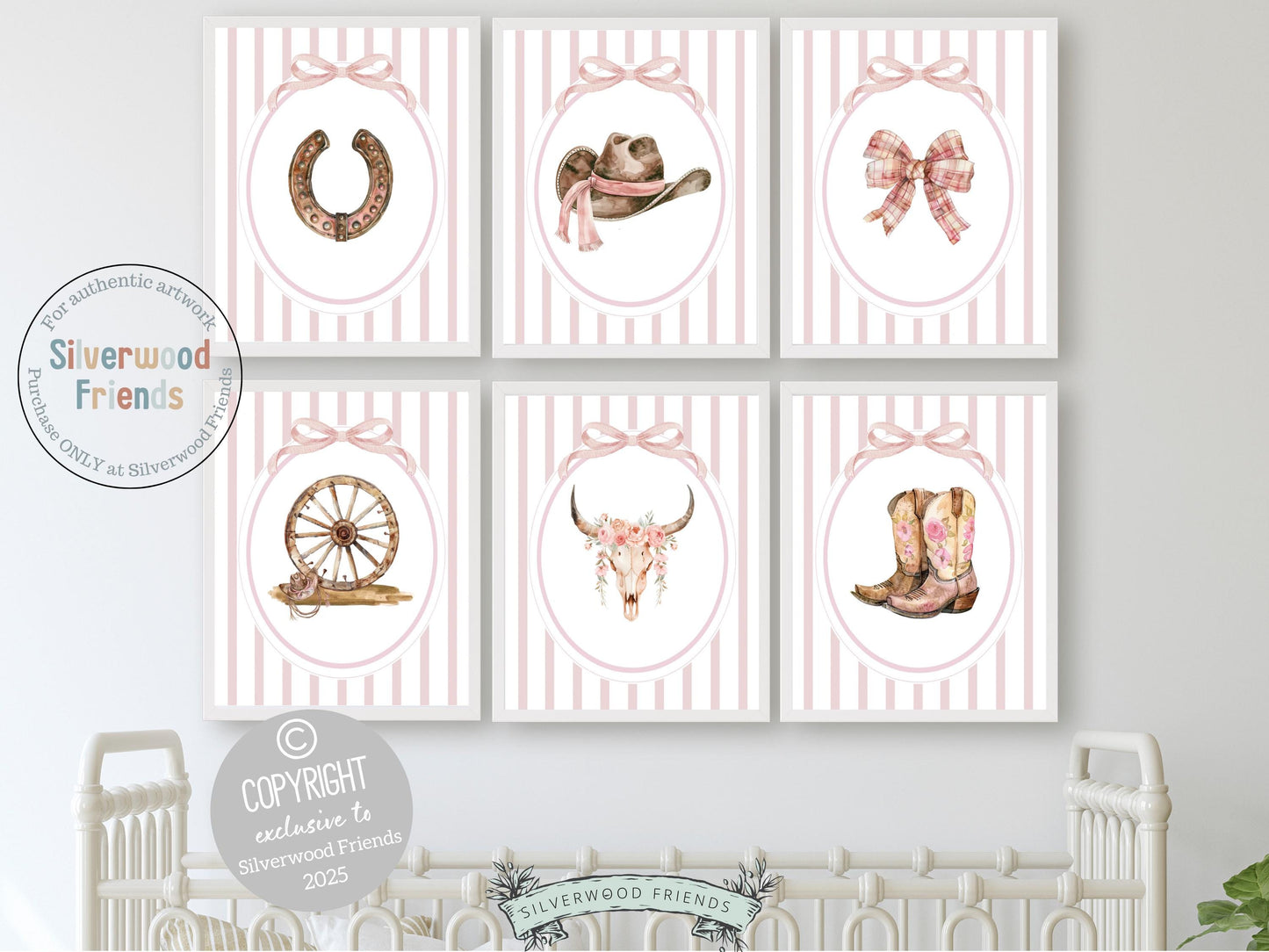 Cowgirl Nursery Prints, Baby Girl Country Western Cowgirl Nursery Decor, Watercolor Pink Cowgirl Nursery Wall Art Pictures Digital Prints