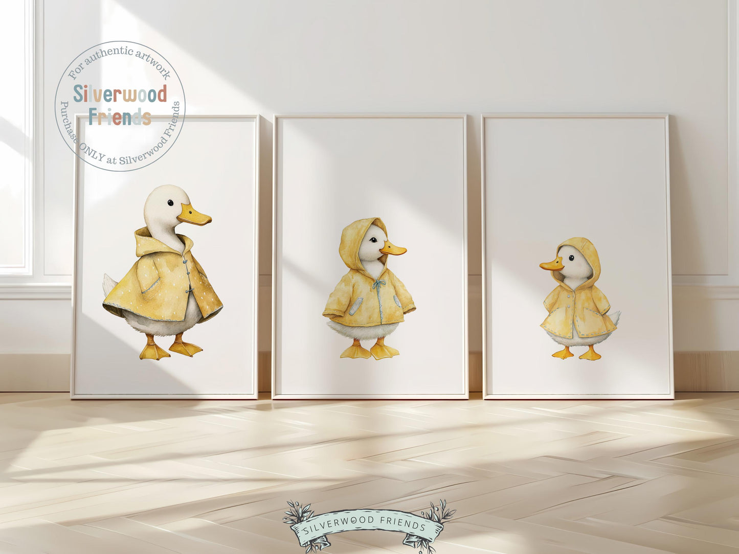 Our charming Yellow Duck Prints, featuring adorable watercolor ducks and ducklings, bring a touch of warmth and whimsy to any space—perfect for both nursery and mudroom decor. A versatile gender neutral baby shower gift or house warming gift that will be cherished for years to come!