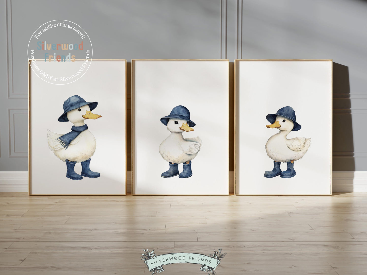 Duck Nursery Prints, Navy Blue Duck Nursery Decor, Gender Neutral Farm Duck Nursery Wall Art, Farmhouse Mudroom Wall Decor Digital Print