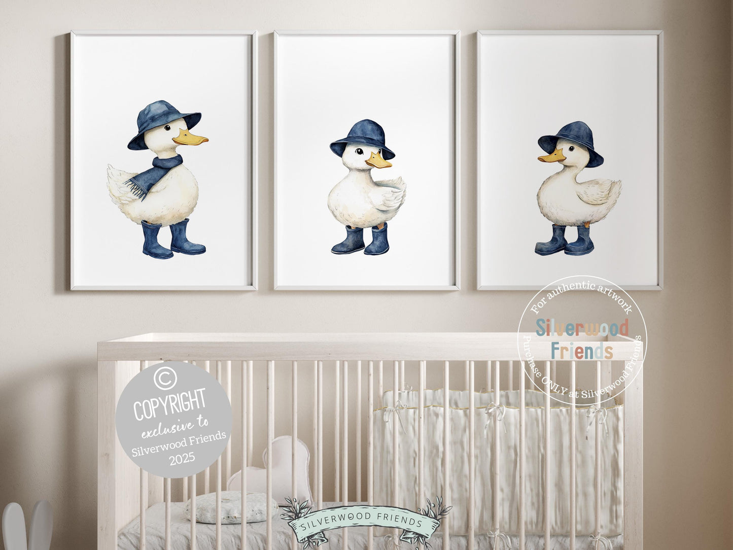 Duck Nursery Prints, Navy Blue Duck Nursery Decor, Gender Neutral Farm Duck Nursery Wall Art, Farmhouse Mudroom Wall Decor Digital Print