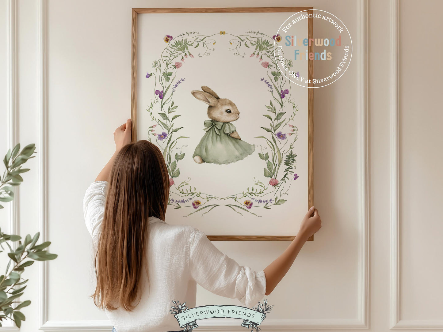 Bunny Nursery Prints, Floral Bunny Nursery Wall Art, Green Wildflower Nursery Decor, Girl Nursery Prints, Easter Printables Digital Print
