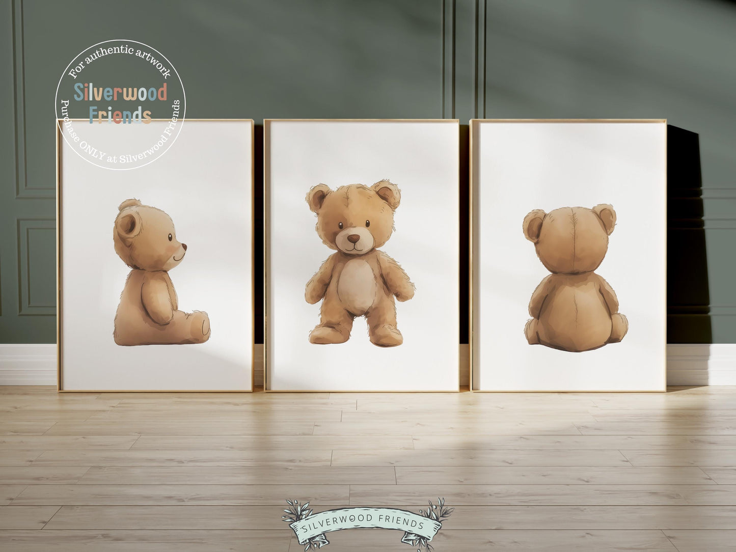 Teddy Bear Nursery Prints, Baby Boy Minimalist Woodland Teddy Bear Nursery Decor, Teddy Bear Nursery Wall Art Neutral Nursery Digital Print