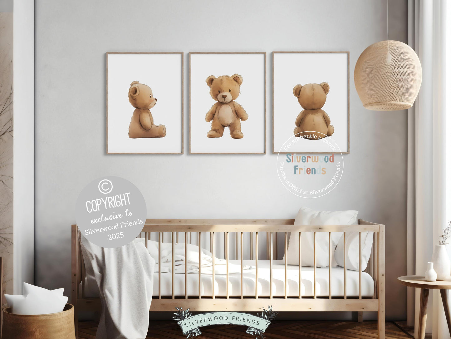 Teddy Bear Nursery Prints, Baby Boy Minimalist Woodland Teddy Bear Nursery Decor, Teddy Bear Nursery Wall Art Neutral Nursery Digital Print