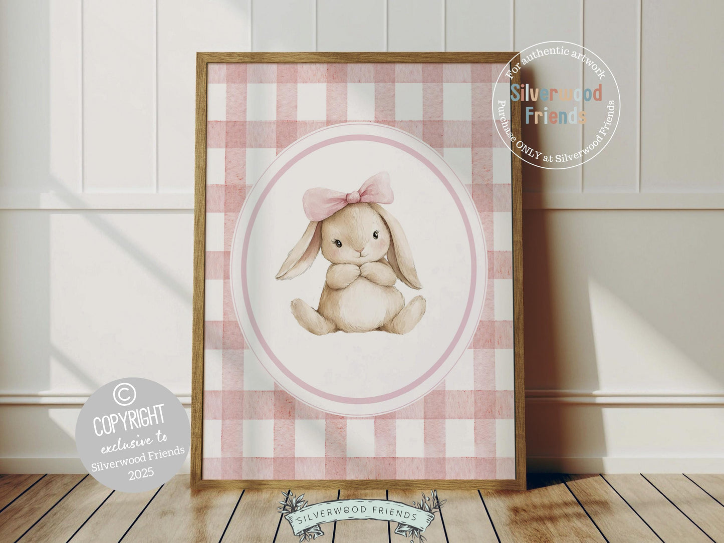 Bunny Nursery Prints, Baby Girl Pink Bunny Nursery Wall Art, Woodland Nursery Decor, Girl Nursery Print, Easter Spring Nursery Digital Print