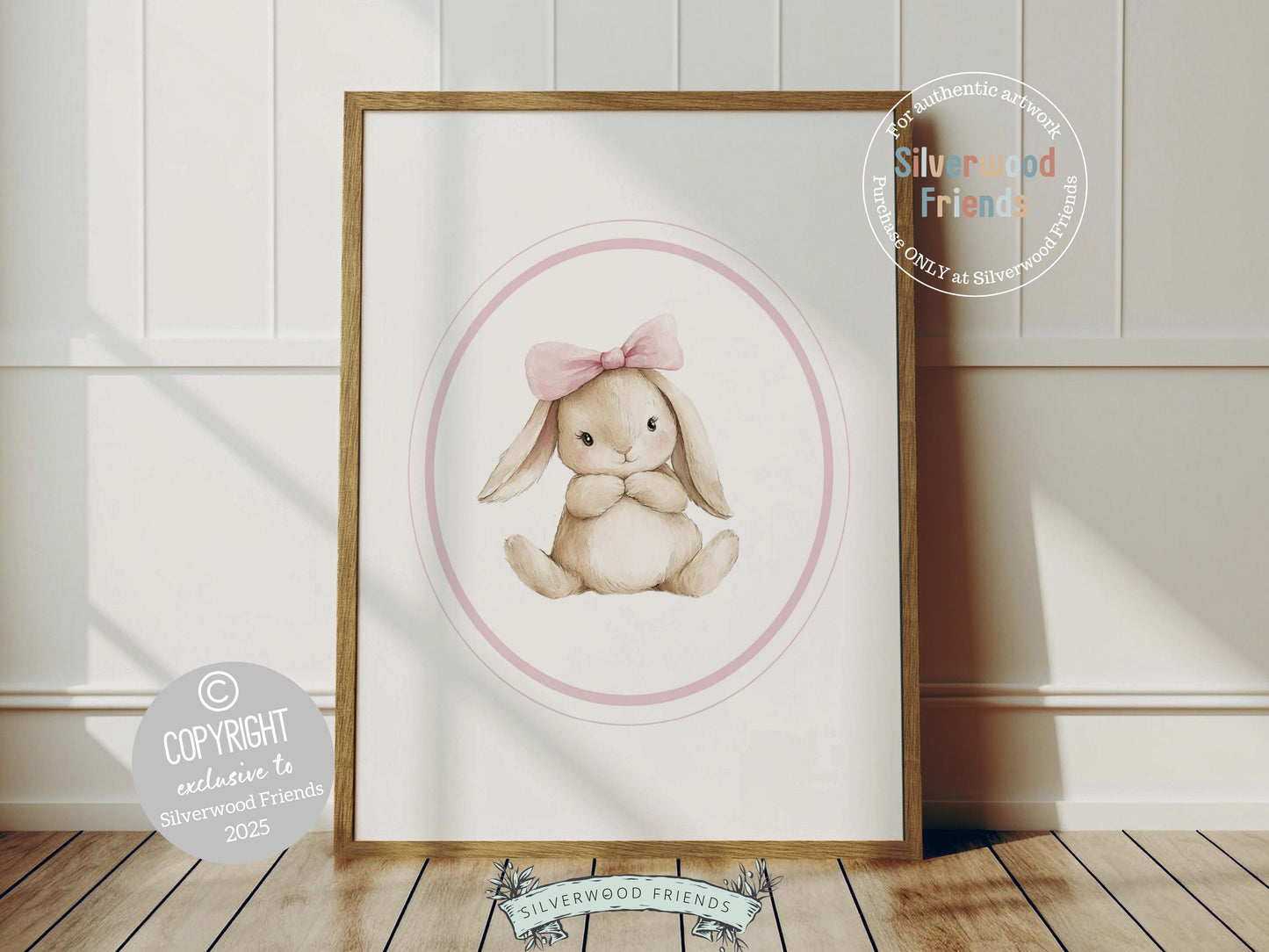 Bunny Nursery Prints, Baby Girl Pink Beige Woodland Bunny Rabbit Nursery Decor, Girl Nursery Wall Art, Kids Easter Bunny Decor Digital Print
