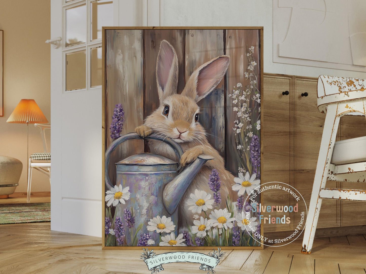 Easter Bunny Print, Floral Bunny Nursery Wall Art, Woodland Wildflower Nursery Decor, Easter Farmhouse Wall Decor,Spring Decor Digital Print