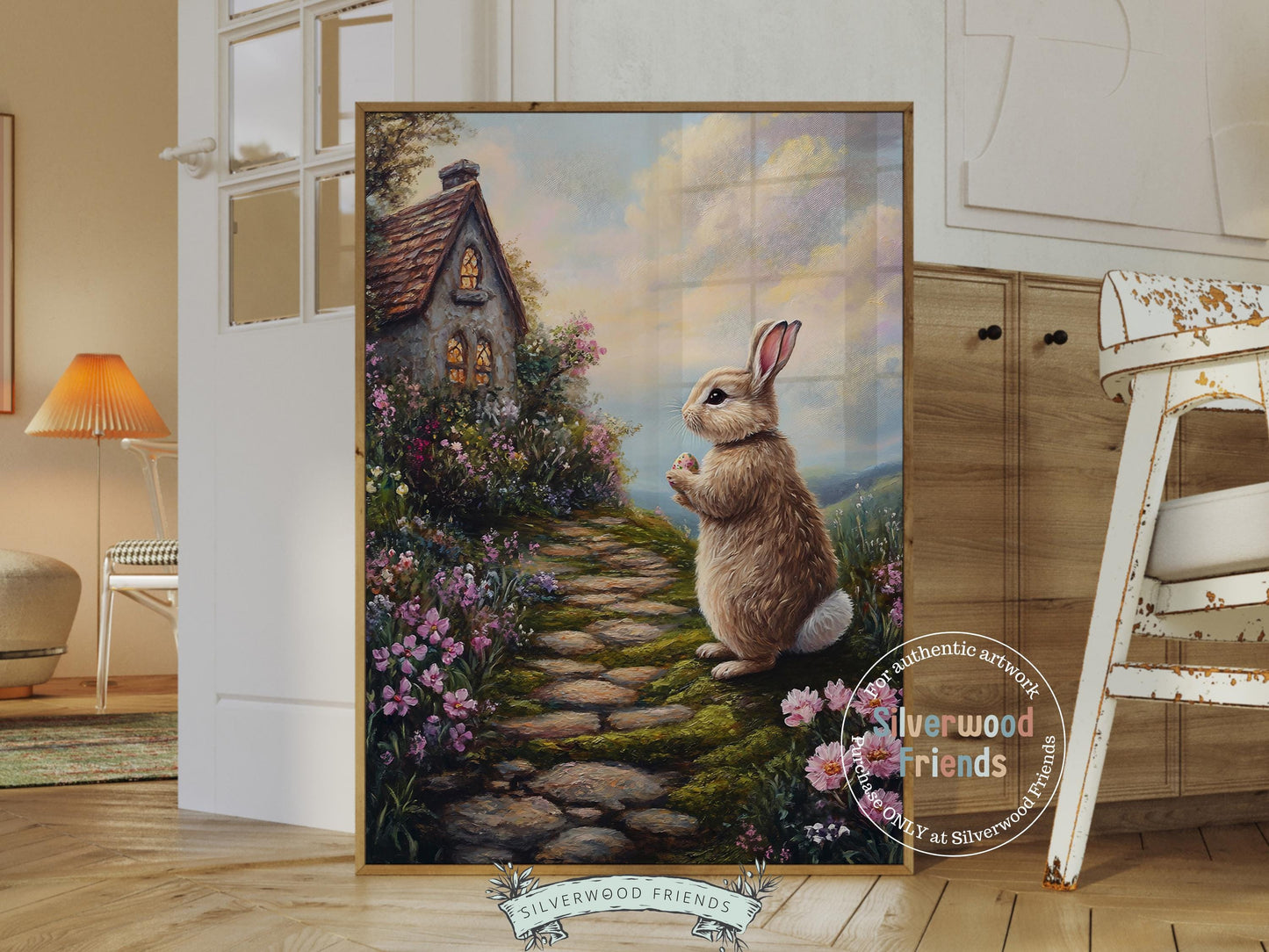 Easter Bunny Print, Easter Decor, Woodland Bunny Nursery Decor, Spring Cottagecore Farmhouse Wall Decor, Easter Printables Digital Print