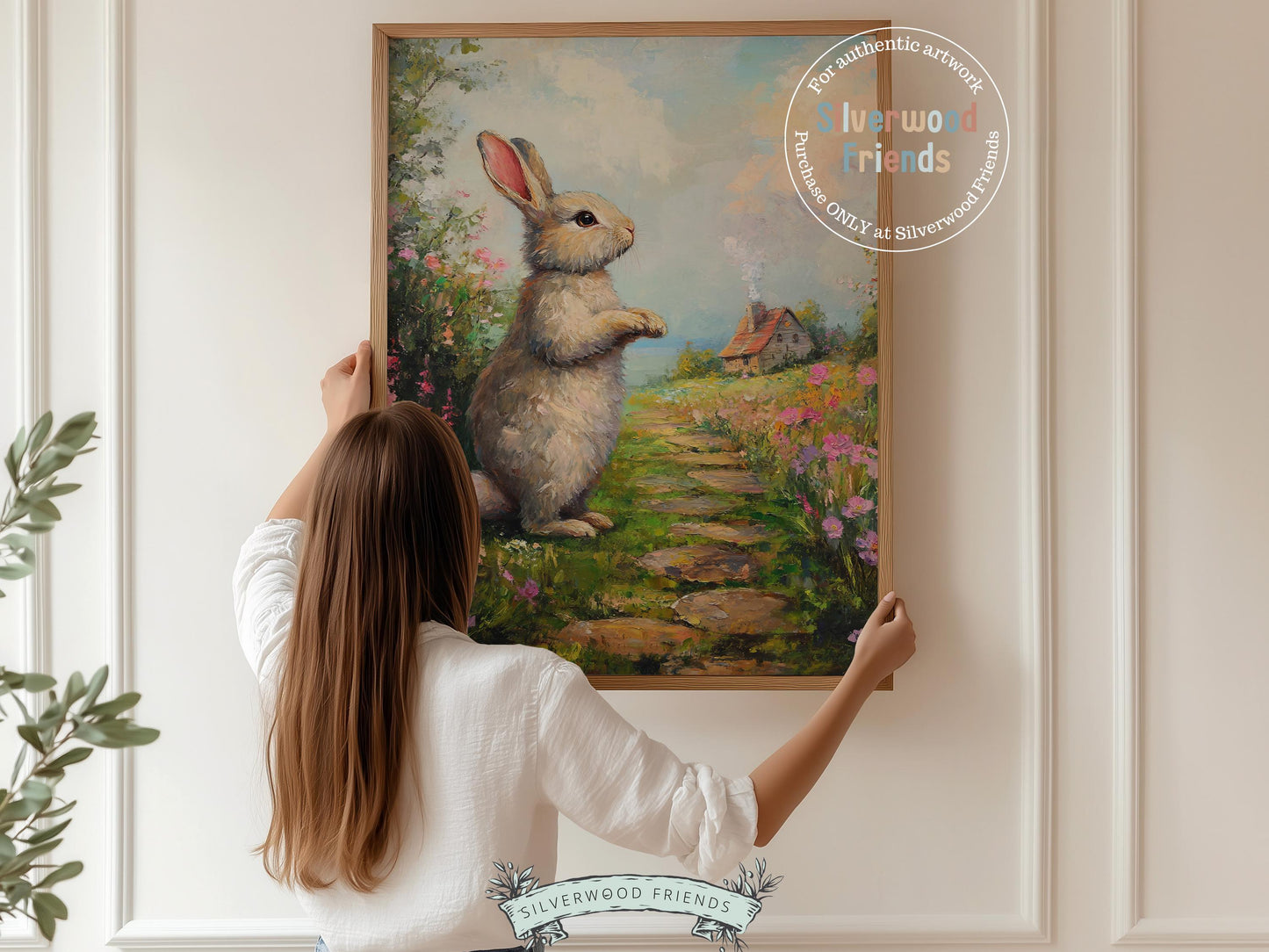 Floral Bunny Print, Whimsical Easter Decor, Woodland Wildflower Bunny Nursery Decor, Spring Cottagecore Farmhouse Wall Decor Digital Print
