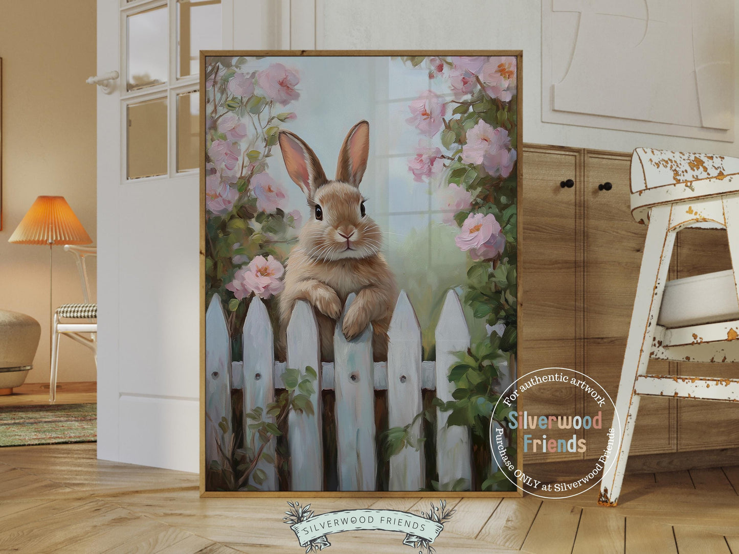 Wildflower Bunny Print, Floral Bunny Nursery Wall Art, Woodland Wildflower Nursery Decor, Spring Farmhouse Easter Wall Decor Digital Print