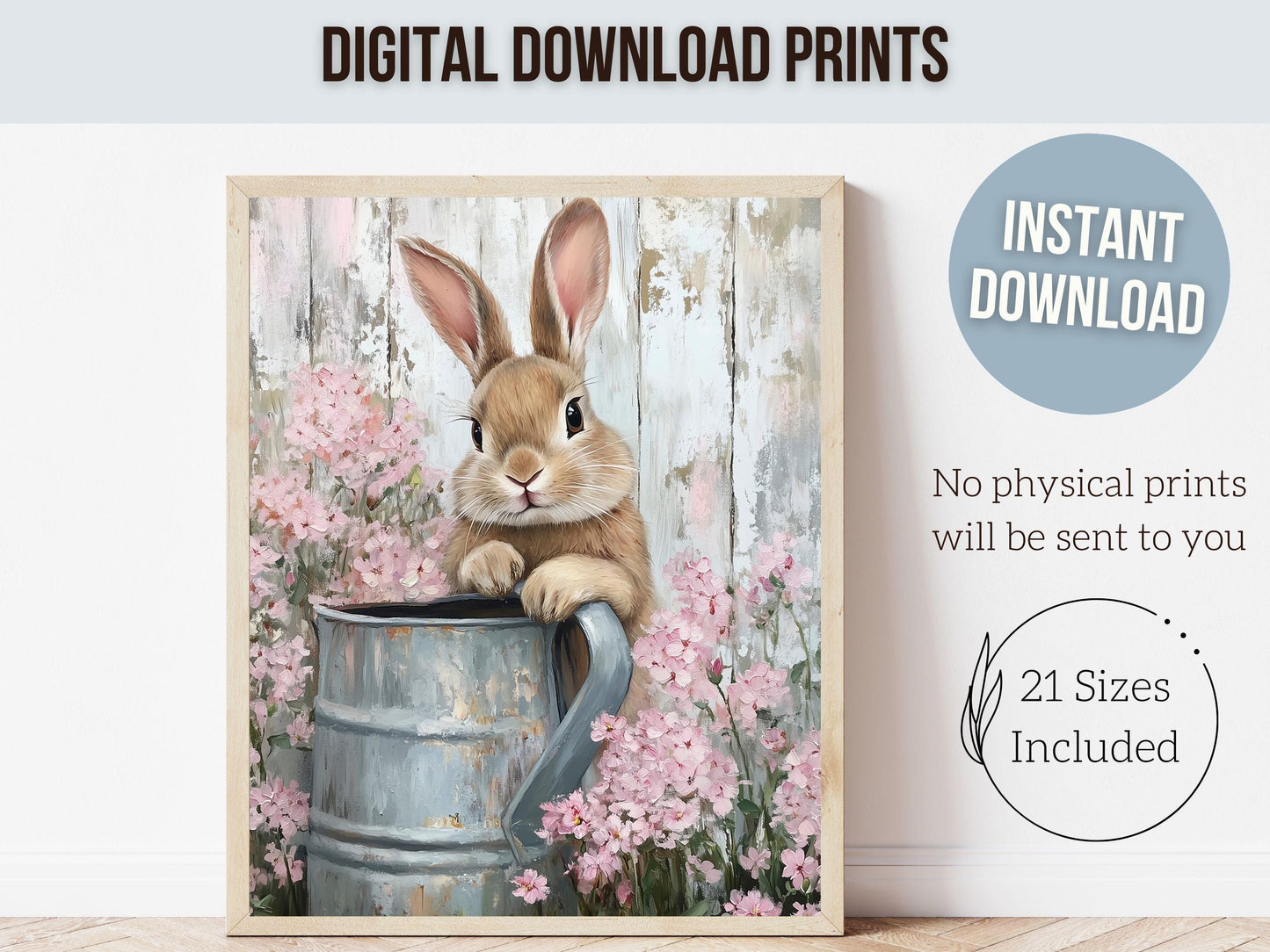 Wildflower Bunny Print, Floral Bunny Nursery Wall Art, Woodland Wildflower Nursery Decor, Country Farmhouse Spring Wall Decor Digital Print