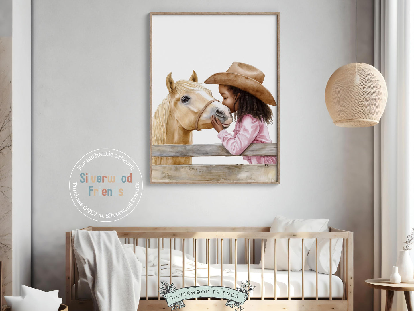 Cowgirl Nursery Print, African American Cowgirl Nursery Decor, Little Black Girl Horse Room Wall Decor, Western Nursery Decor Digital Print