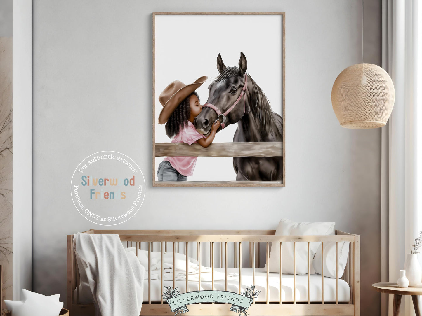 Cowgirl Nursery Print, African American Cowgirl Nursery Decor, Little Black Girl Horse Room Wall Decor, Western Nursery Decor Digital Print