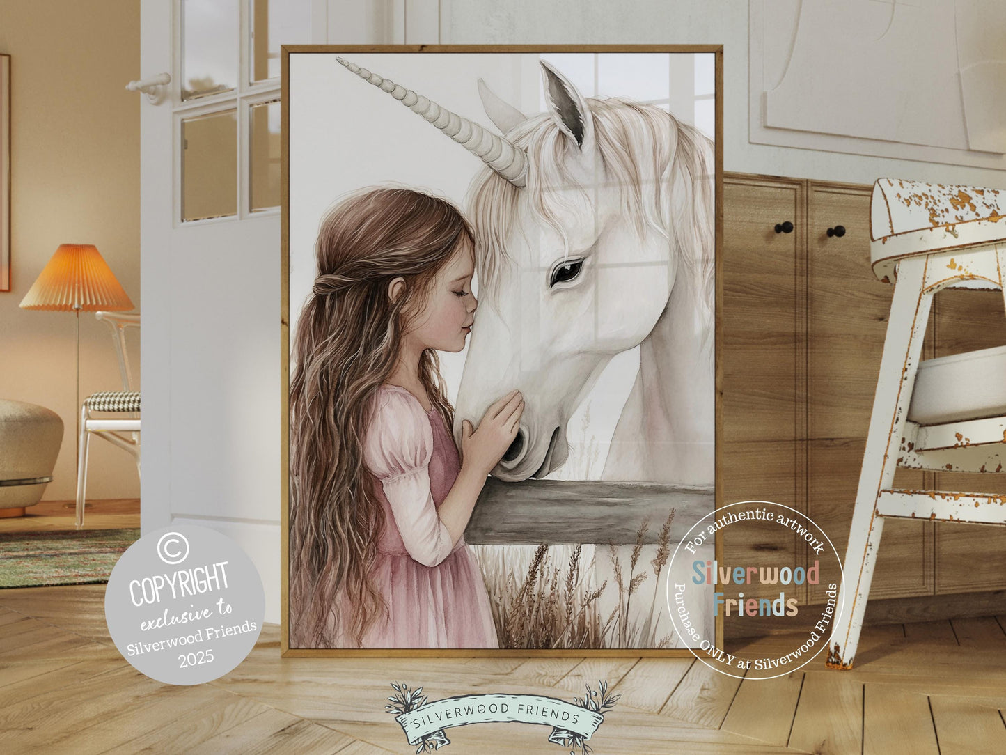 Unicorn Nursery Print, Unicorn Horse Nursery Bedroom Decor, Baby Girl Fairytale Nursery Wall Art, Toddler Girl Fantasy Nursery Digital Print