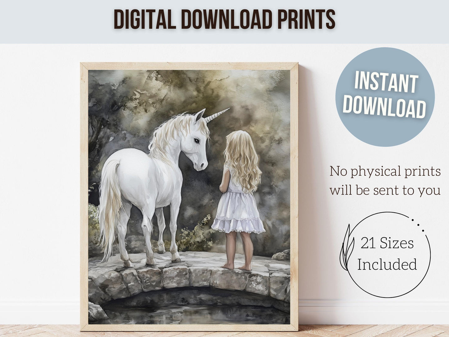 Unicorn Nursery Print, Unicorn Horse Nursery Bedroom Decor, Baby Girl Fairytale Nursery Wall Art, Toddler Girl Fantasy Nursery Digital Print
