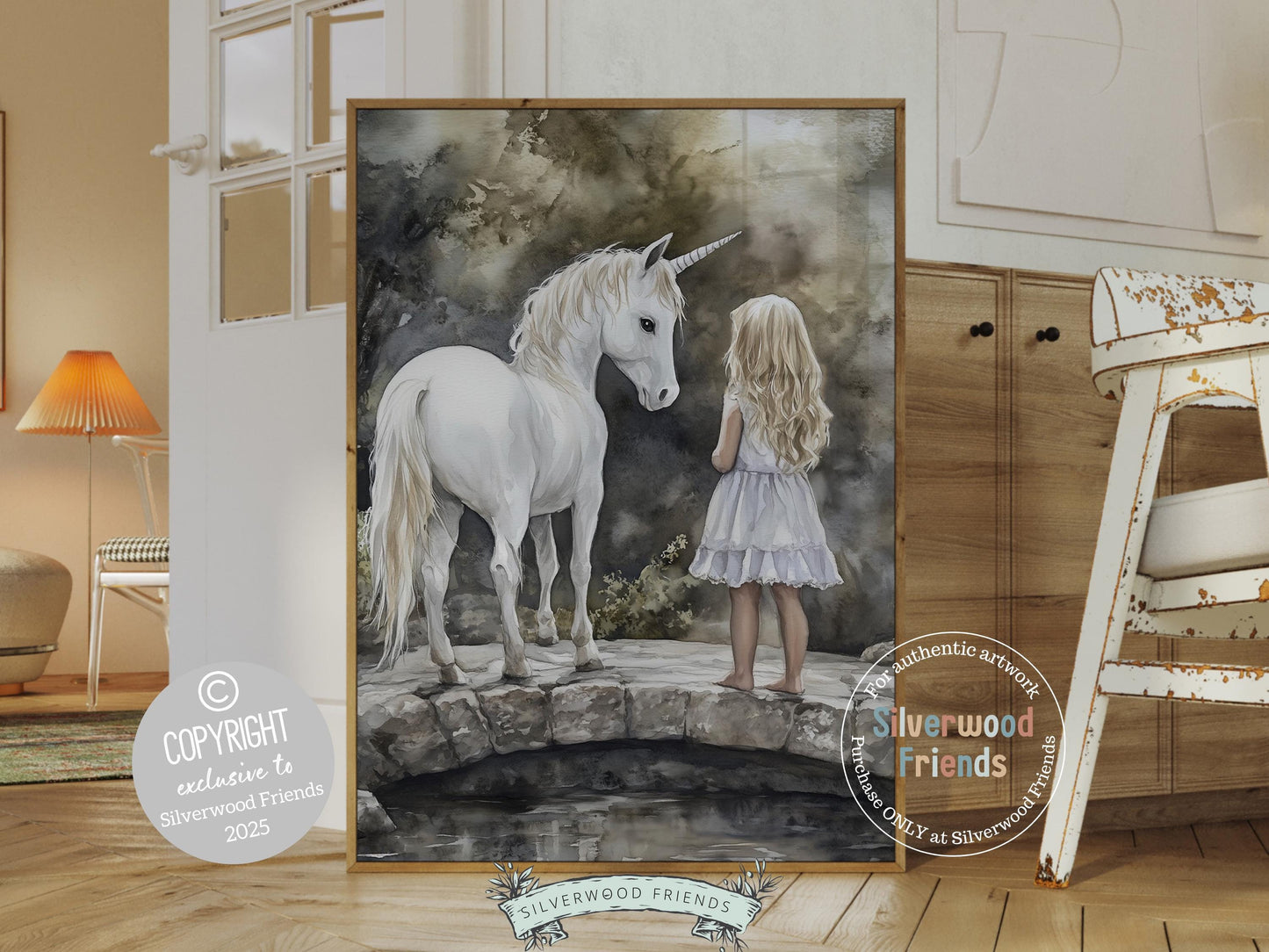 Unicorn Nursery Print, Unicorn Horse Nursery Bedroom Decor, Baby Girl Fairytale Nursery Wall Art, Toddler Girl Fantasy Nursery Digital Print