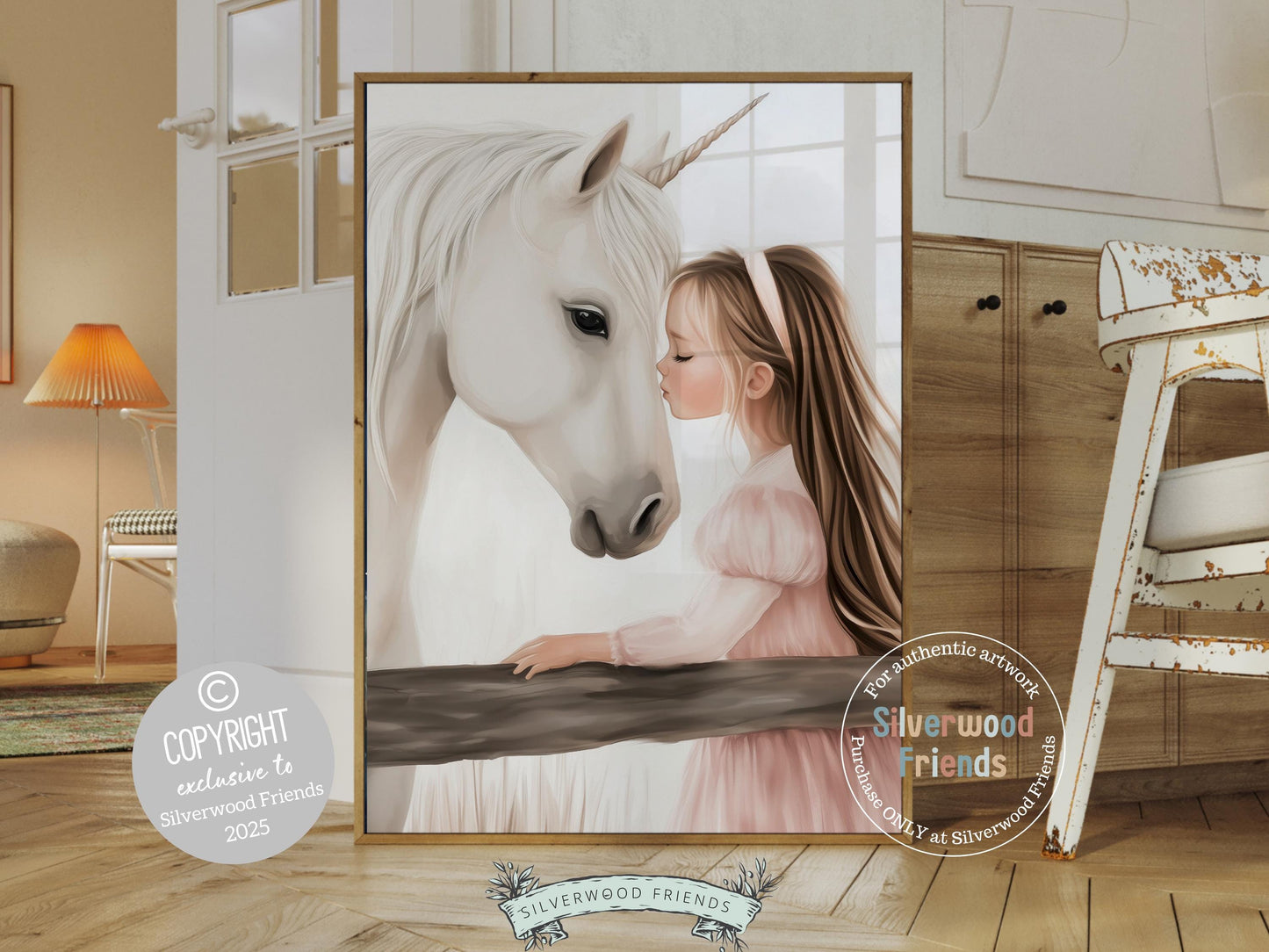Baby Girl Unicorn Nursery Print, Unicorn Horse Nursery Decor, Fairytale Farmhouse Nursery Wall Art,Little Girl Fantasy Nursery Digital Print