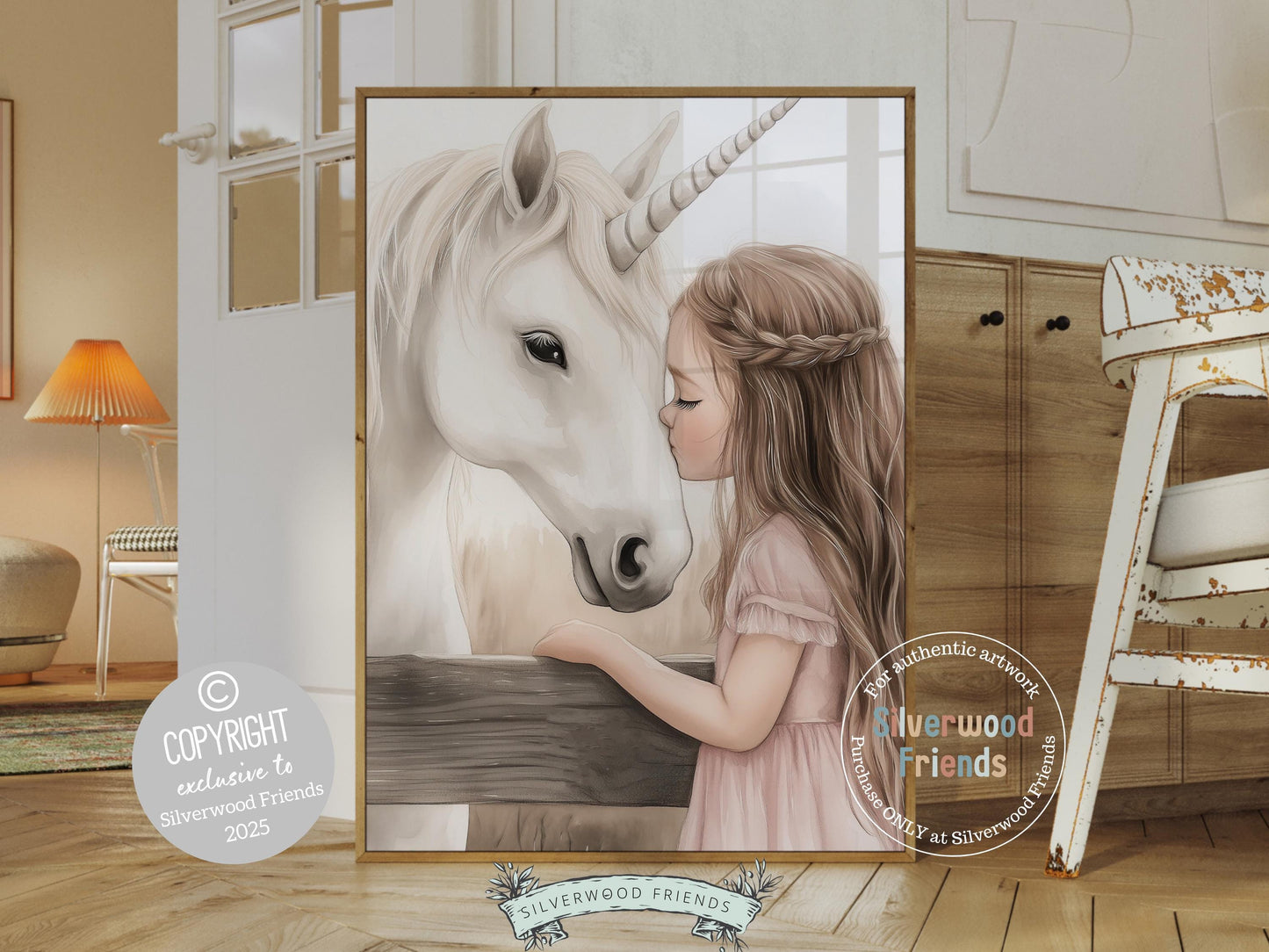 Unicorn Nursery Print, Baby Girl Unicorn Horse Nursery Decor, Fairytale Farmhouse Nursery Wall Art, Unicorn Bedroom Wall Art Digital Print