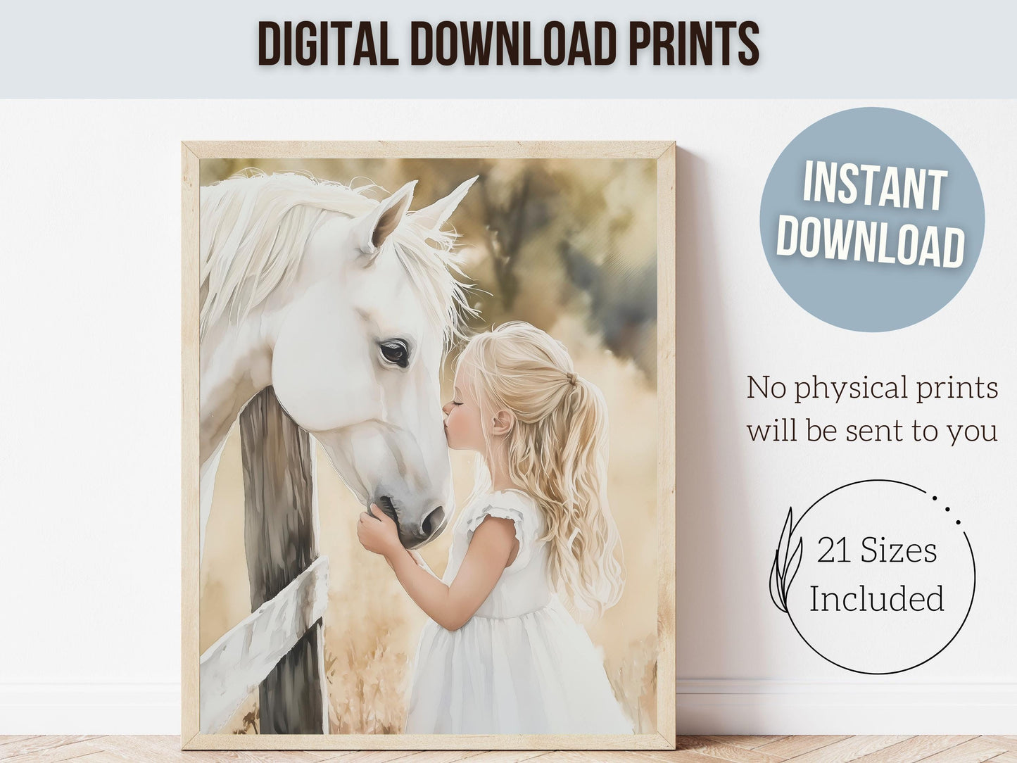 White Horse Print, Little Cowgirl Nursery Decor, Baby Girl Western Nursery Decor, Horse Nursery Wall Art, Girl Horse Picture Digital Print