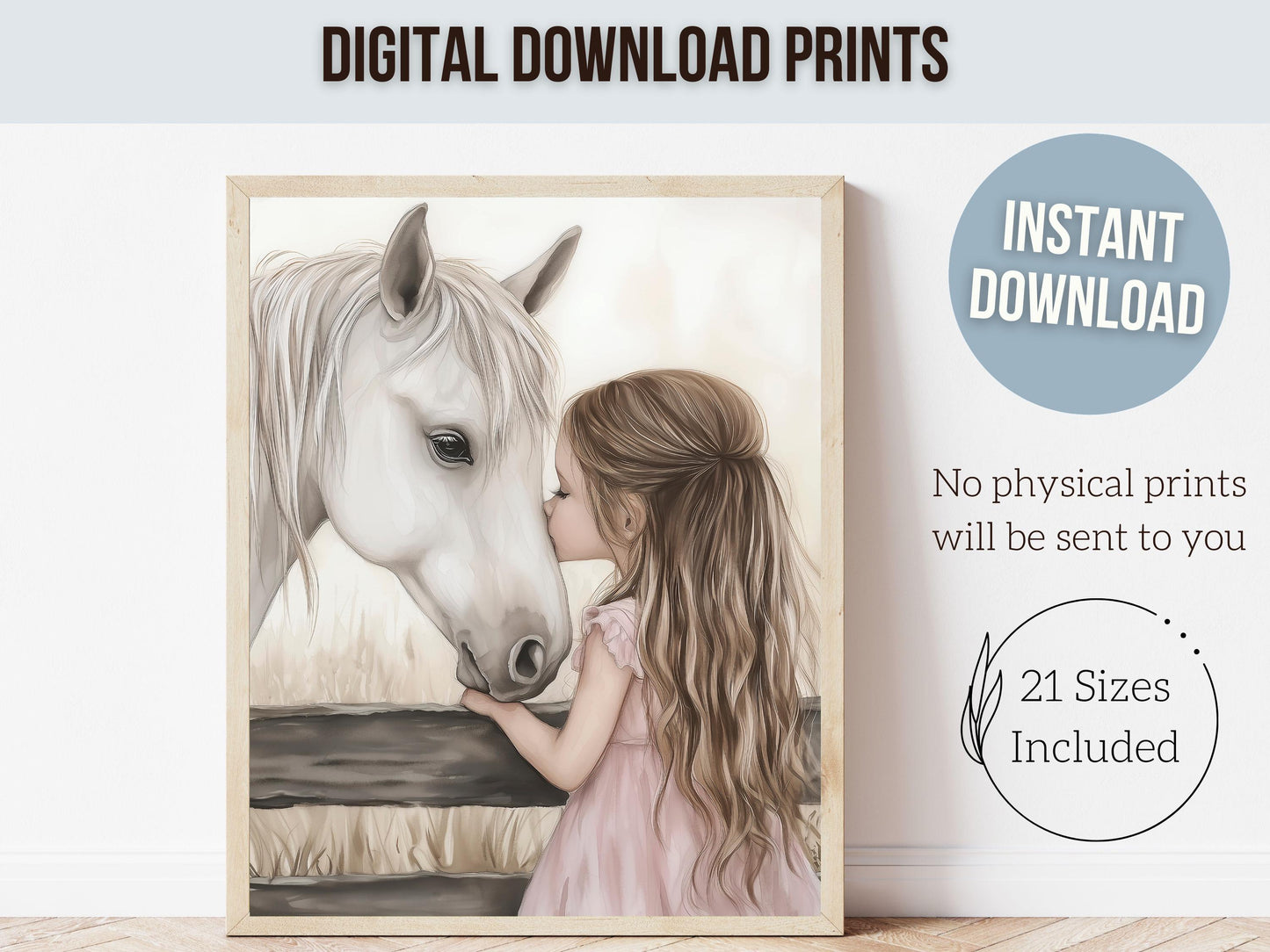 White Horse Print, Little Cowgirl Nursery Decor, Baby Girl Western Bedroom Decor, Horse Nursery Wall Art, Girl Horse Picture Digital Print