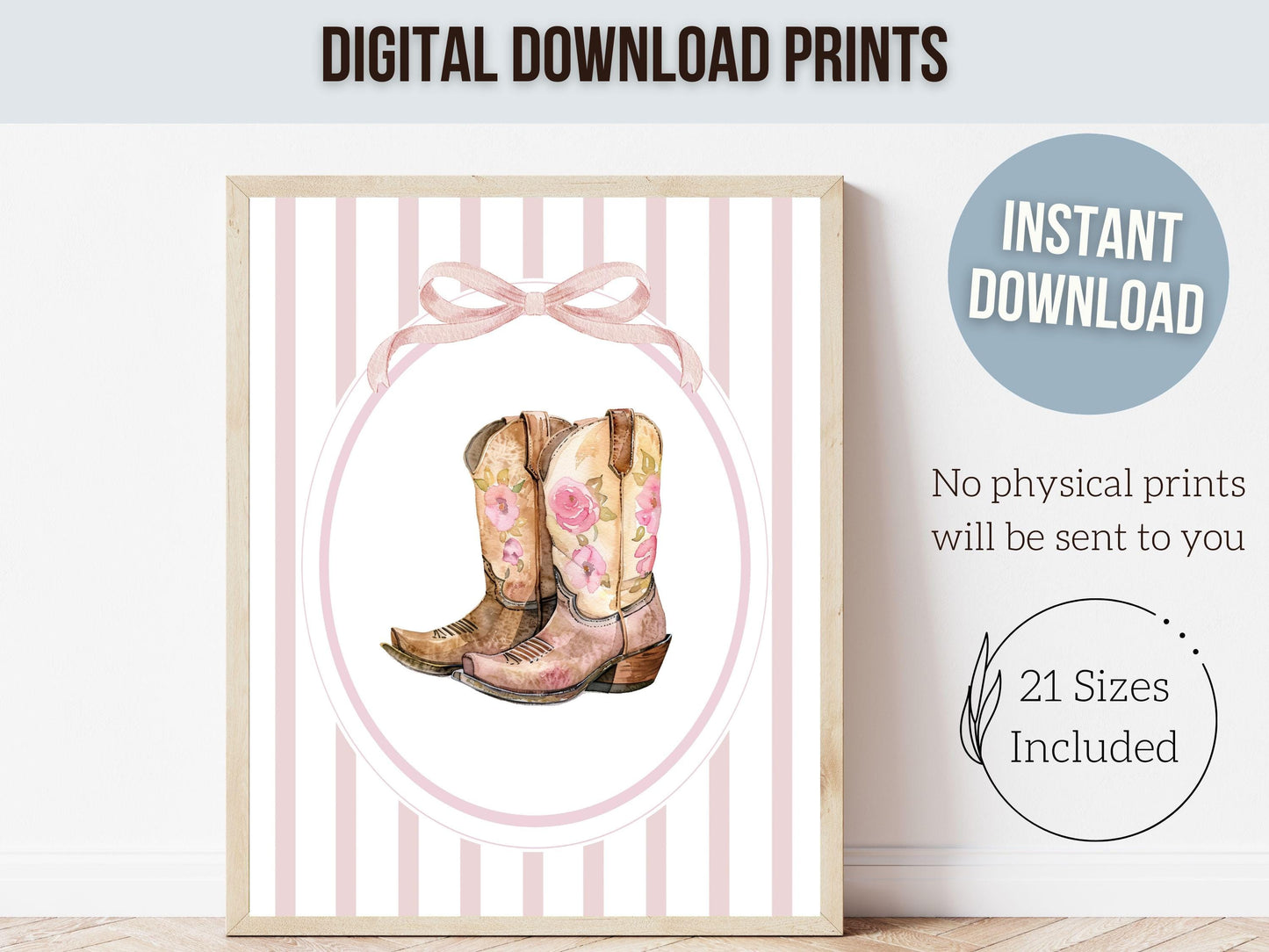 Cowgirl Nursery Prints, Baby Girl Country Western Cowgirl Nursery Decor, Watercolor Pink Cowgirl Nursery Wall Art Pictures Digital Prints