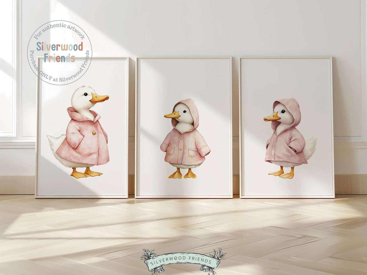 Our charming Pink Duck Prints, featuring adorable watercolor ducks and ducklings, bring a touch of warmth and whimsy to any space—perfect for both nursery and mudroom decor. A versatile baby shower gift or house warming gift that will be cherished for years to come!