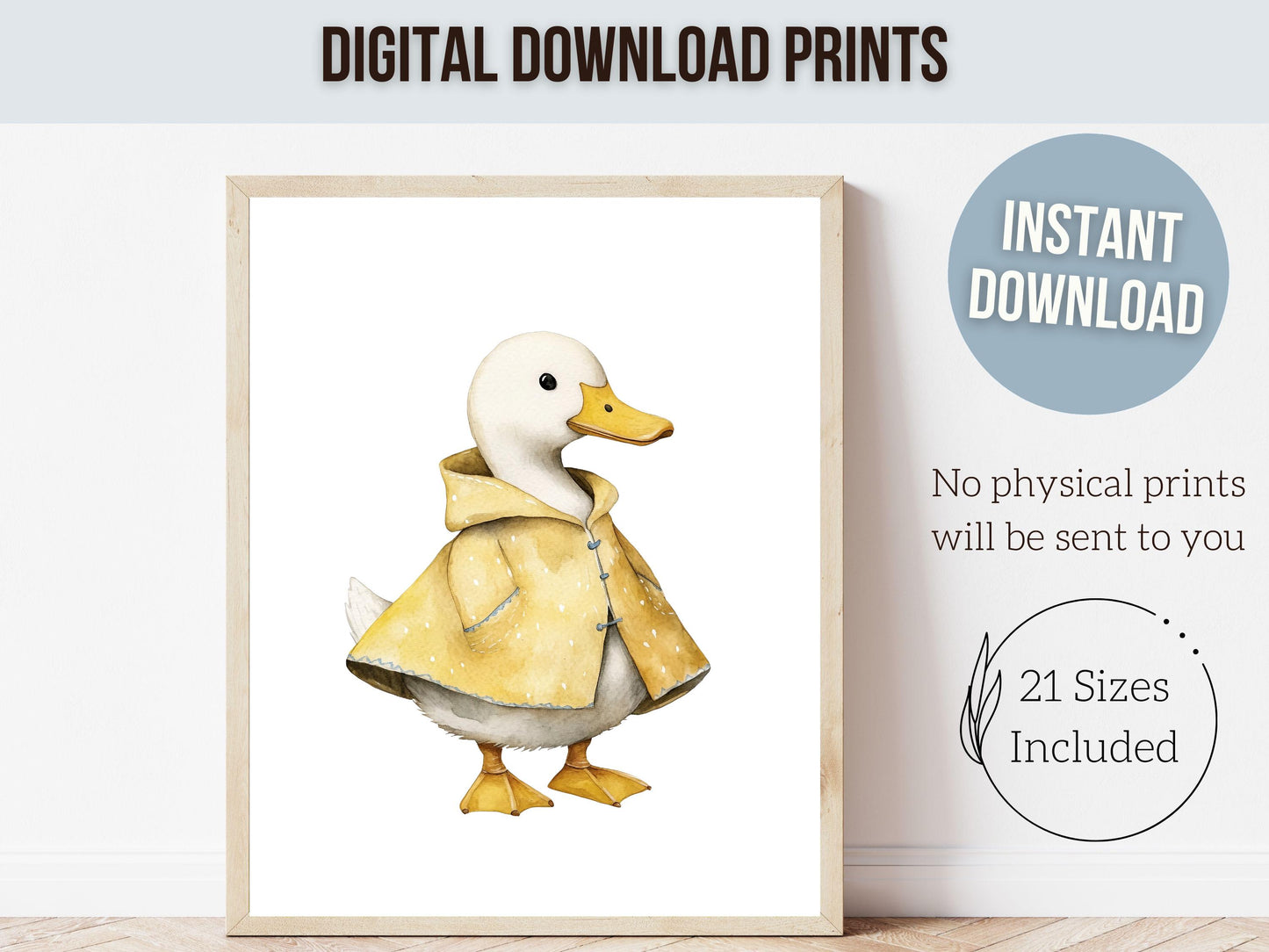 Duck Nursery Prints, Yellow Duck Farm Nursery Decor, Gender Neutral Duck Nursery Wall Art, Kids Farm Animal Bedroom Wall Decor Digital Print