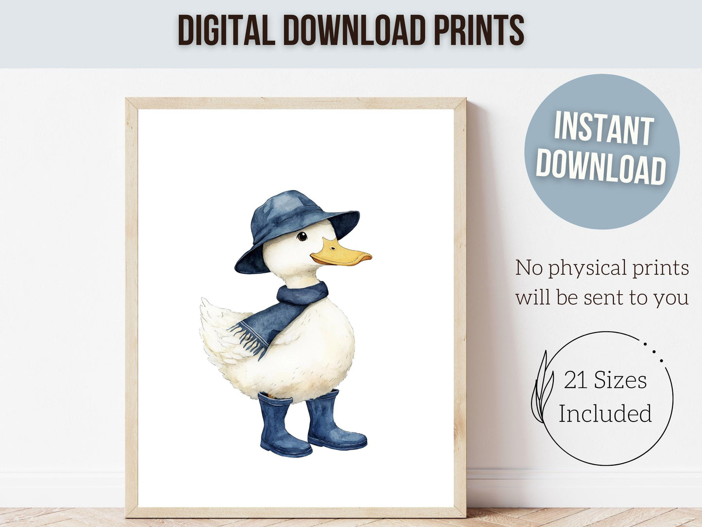 Duck Nursery Prints, Navy Blue Duck Nursery Decor, Gender Neutral Farm Duck Nursery Wall Art, Farmhouse Mudroom Wall Decor Digital Print