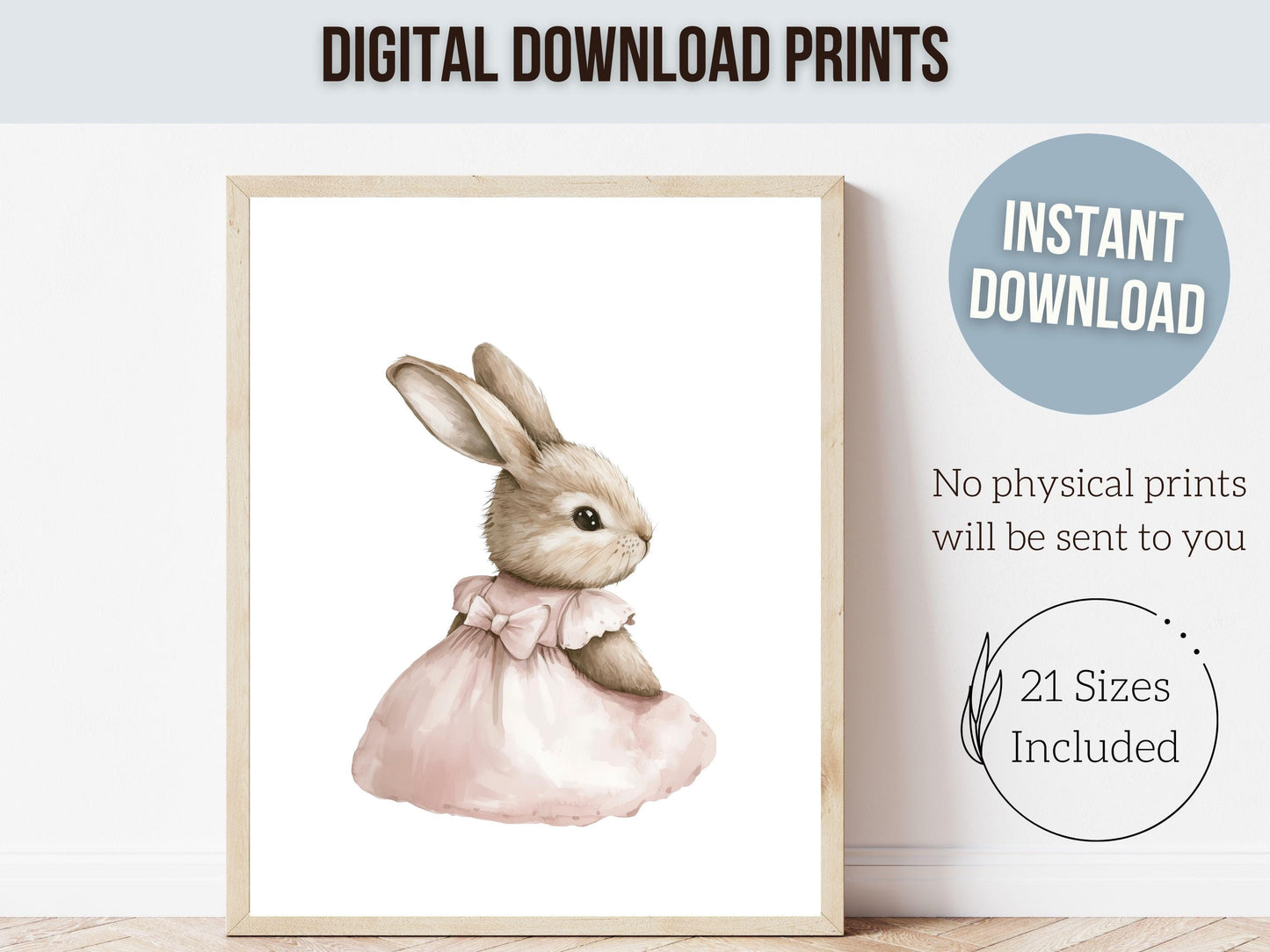 Bunny Nursery Prints, Baby Girl Pink Bunny Nursery Wall Art, Girl's Nursery Prints, Easter Printables, Vintage Woodland Animal Digital Print