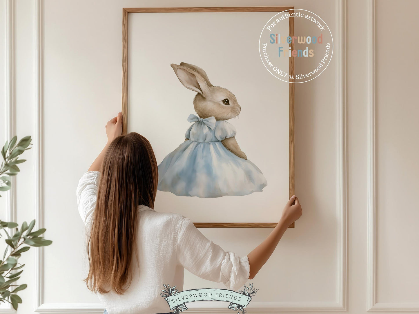 Bunny Nursery Prints, Baby Boy Blue Bunny Nursery Wall Art, Easter Printables, Gender Neutral Vintage Woodland Animal Nursery Digital Print