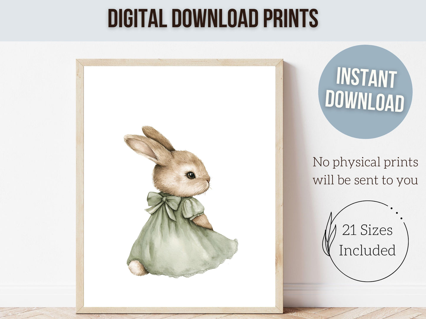 Bunny Nursery Prints, Bunny Nursery Decor, Sage Green Nursery Wall Art, Easter Printables, Gender Neutral Woodland Nursery Digital Print