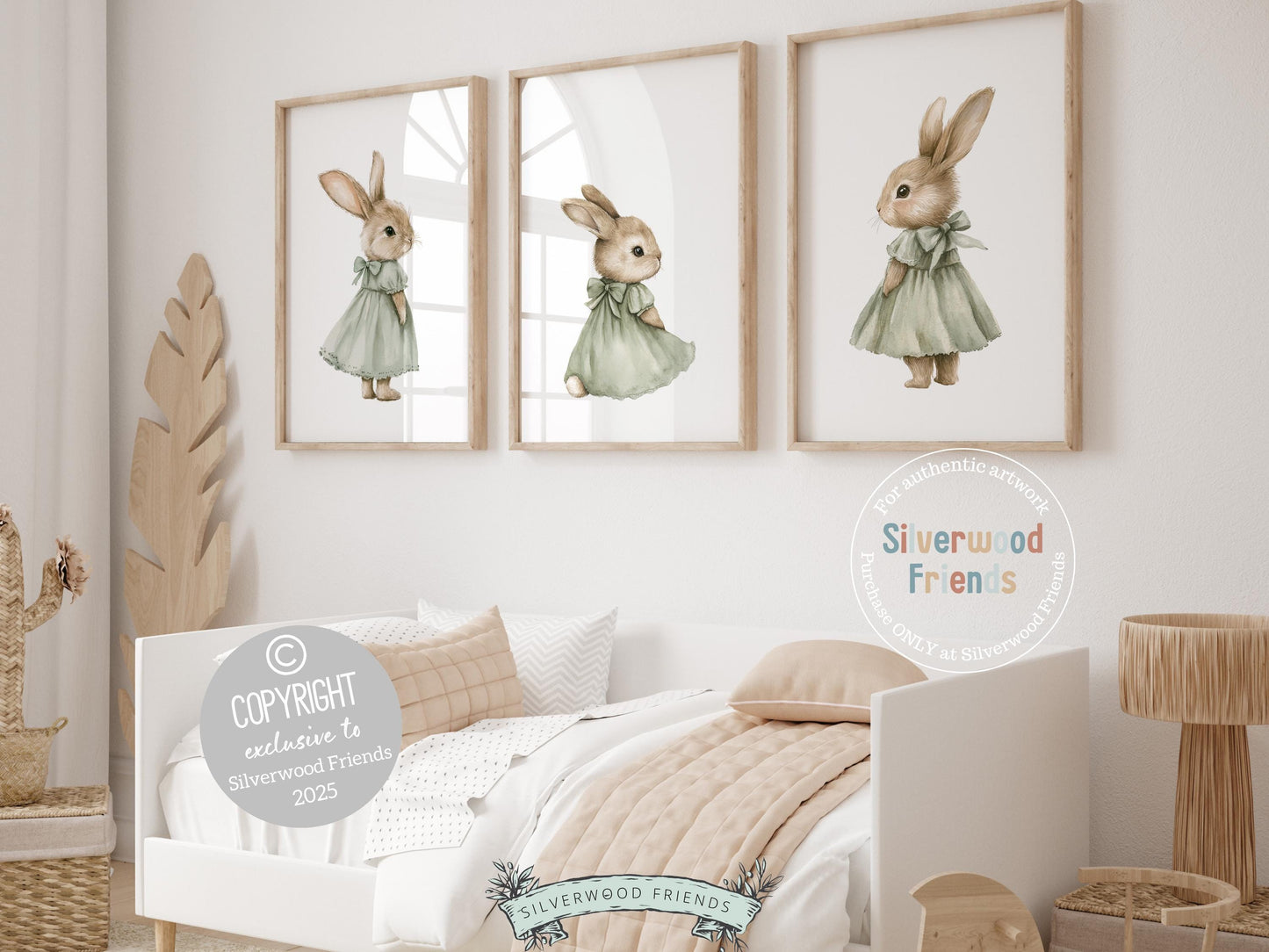 Bunny Nursery Prints, Bunny Nursery Decor, Sage Green Nursery Wall Art, Easter Printables, Gender Neutral Woodland Nursery Digital Print