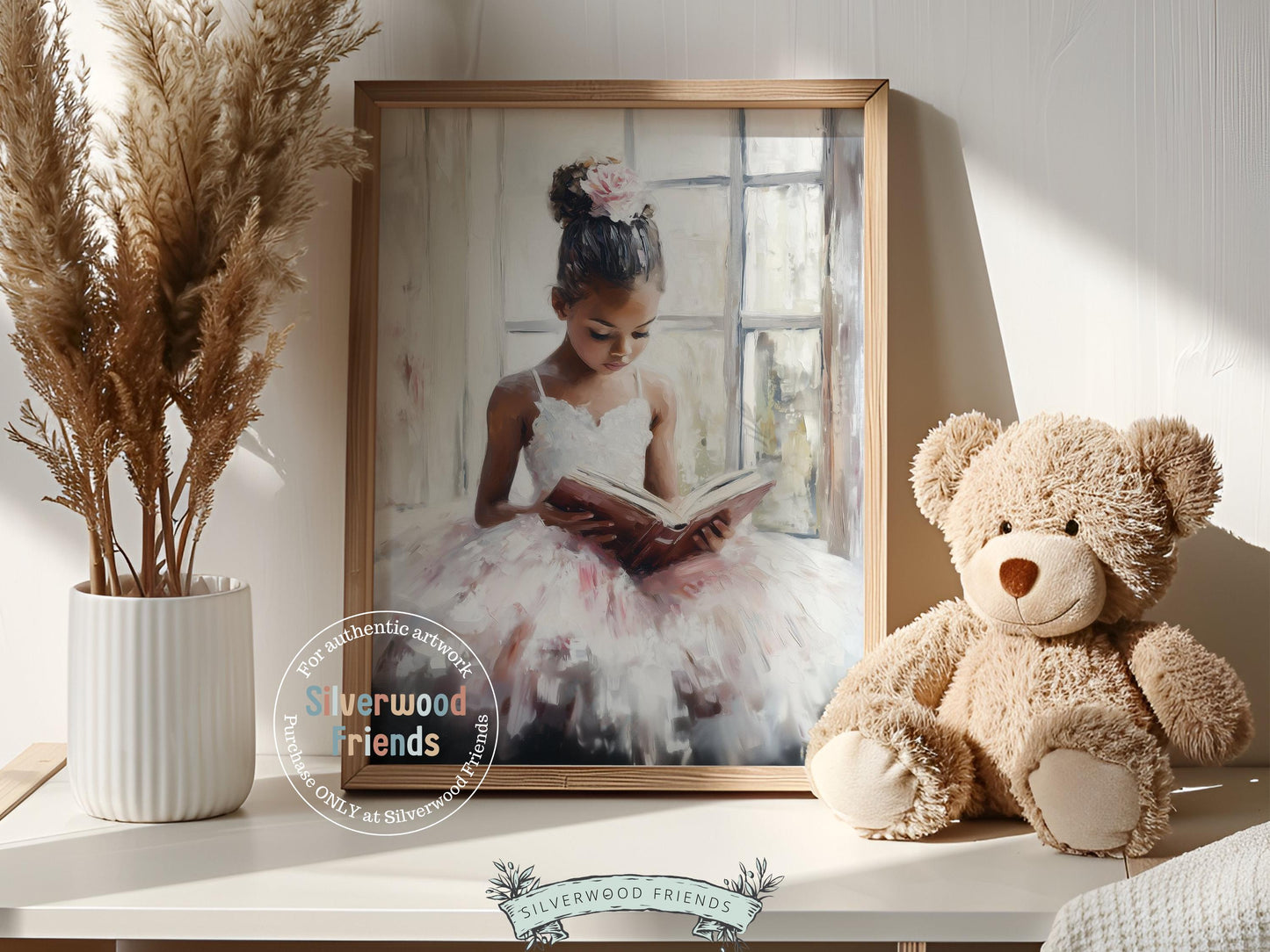 Ballet Nursery Print, African American Ballerina Nursery Decor, Black Ballerina Wall Art Decor, Little Black Girl Nursery Art Digital Print
