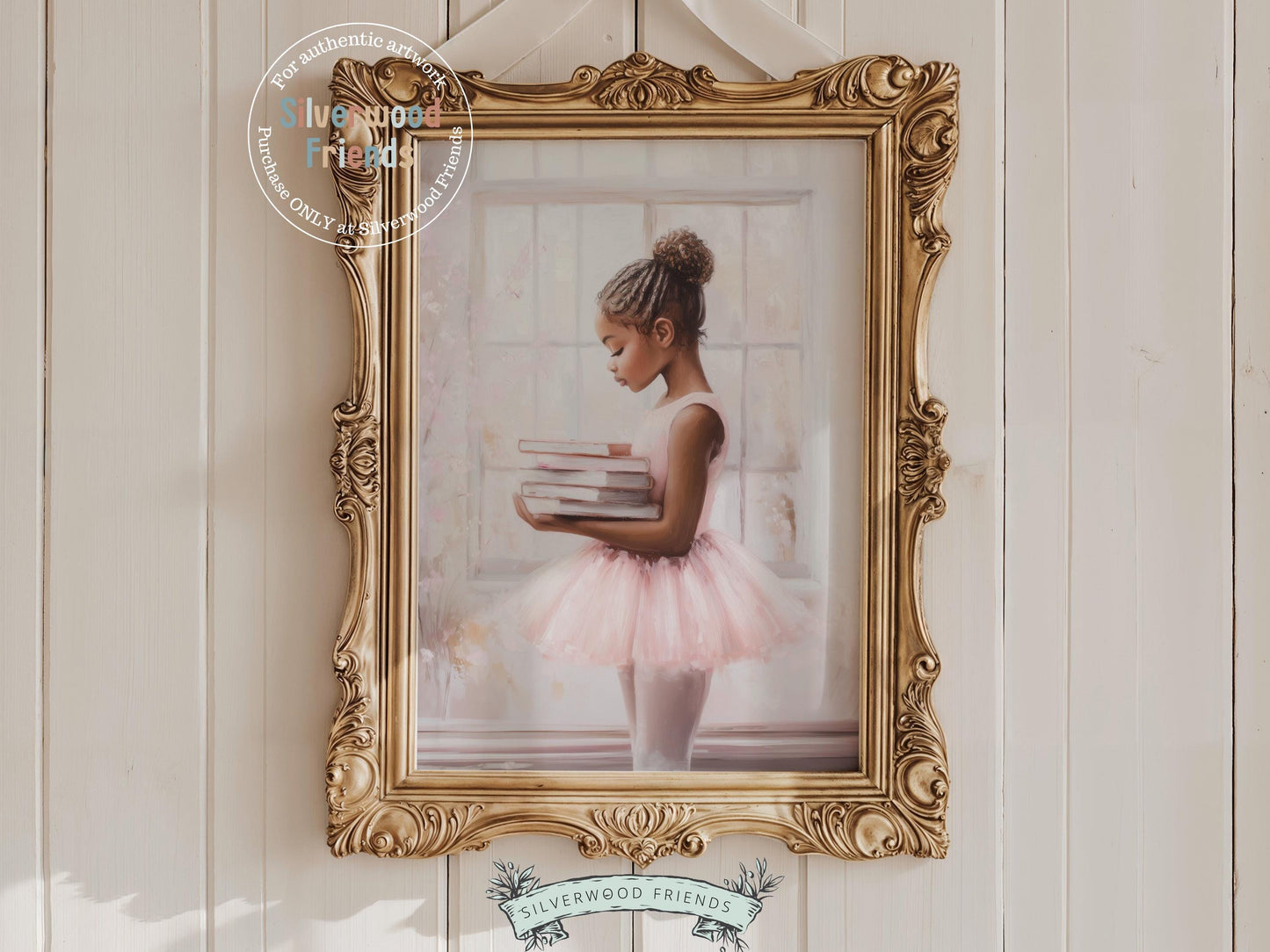 Ballet Nursery Print, African American Ballerina Nursery Decor, Black Ballerina Wall Art,Little Black Girl Reading Nursery Art Digital Print