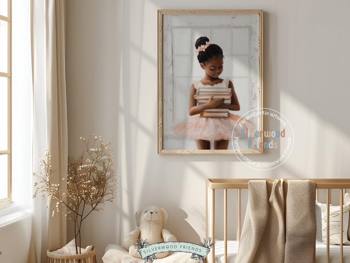 Ballet Nursery Print, African American Ballerina Nursery Decor, Little Black Girl Reading Nursery Art Black Ballerina Wall Art Digital Print